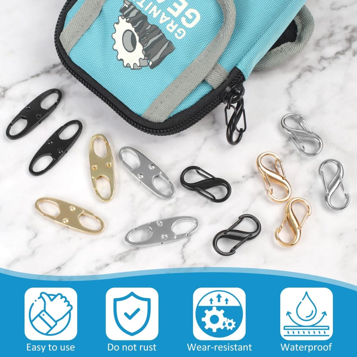 Phinus Lock Combo, Total 21PCS Clips Anti-Theft, Locks Anti-Theft for Luggage, Clothing, Backpacks, Boots, Purses, Travel Outdoor Sports(Black, Silver, Gold) thumbnail 5