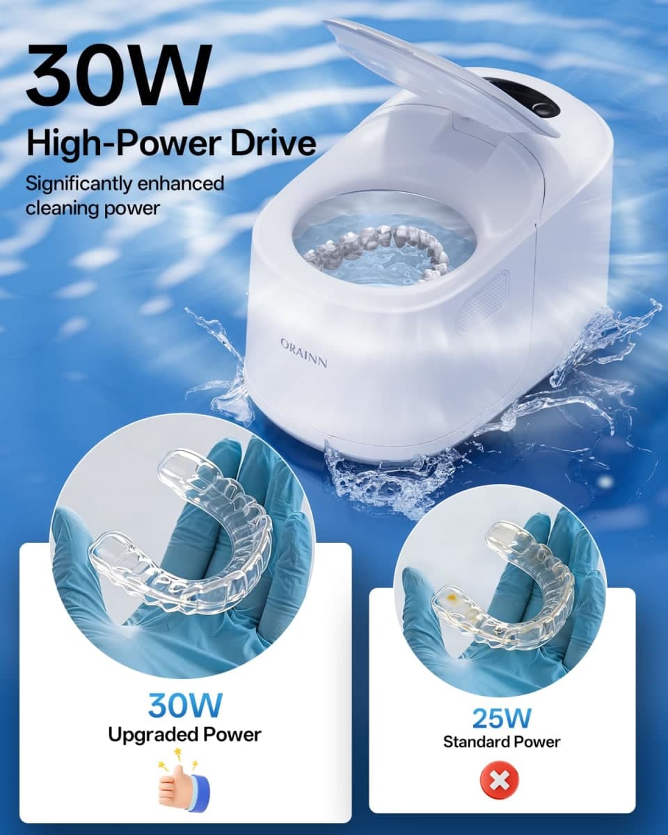 30W Ultrasonic Retainer Cleaner Machine,IPX7 Waterproof Dental Cleaning Pod, thumbnail 2