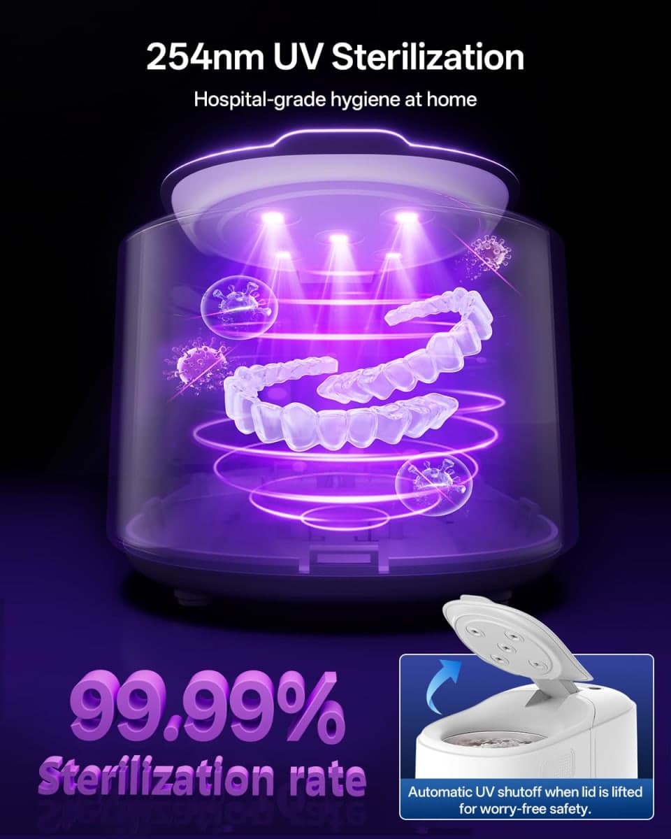 30W Ultrasonic Retainer Cleaner Machine,IPX7 Waterproof Dental Cleaning Pod, thumbnail 4