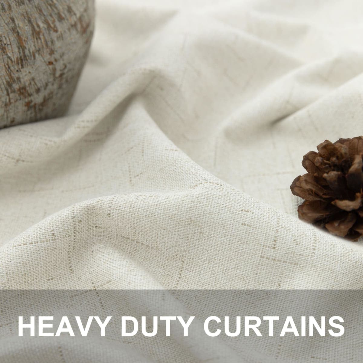 Room Darkening Curtains 63 Inches Long Small Bay Window Dining Room Curtains Boho Soft Cotton Linen Textured Insulated Back Tab Pocket Pleated Blackout Drapes Cream Ivory 52 x 63 Inch Length 2 Panels thumbnail 3