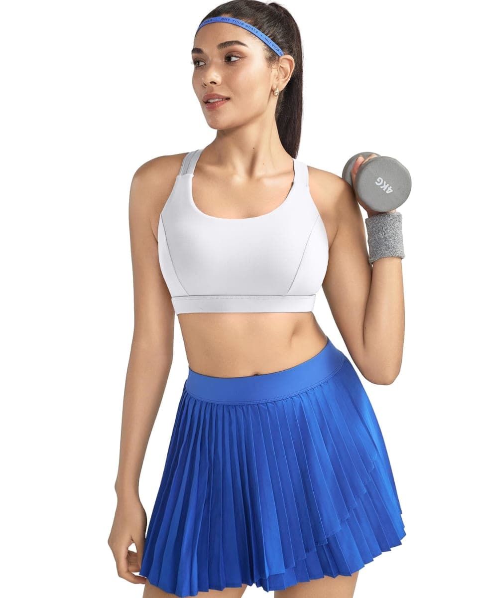 RUNNING GIRL Sports Bra for Women, Criss-Cross Back Padded Strappy Sports Bras Medium Support Yoga Bra with Removable Cups, A-grey, X-Small thumbnail 2