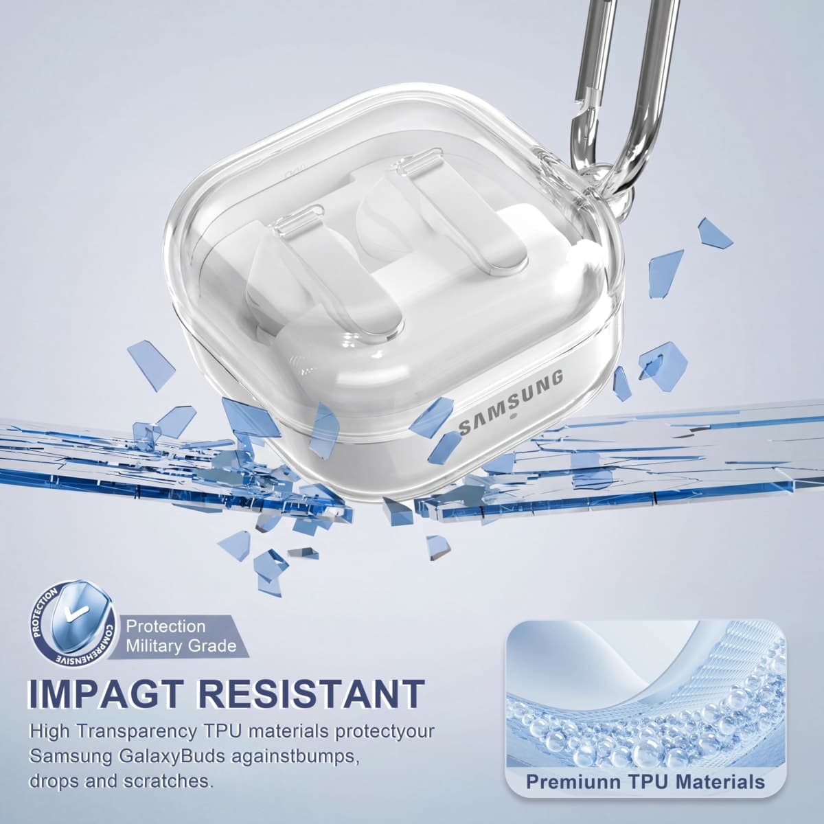 MHYALUDO for Samsung Galaxy Buds 4 Pro/Buds 4 Case 2026,Military-Grade Shockproof, Soft TPU Highly Transparent Anti-Yellowing with Cleaning Kit, Clear White thumbnail 4