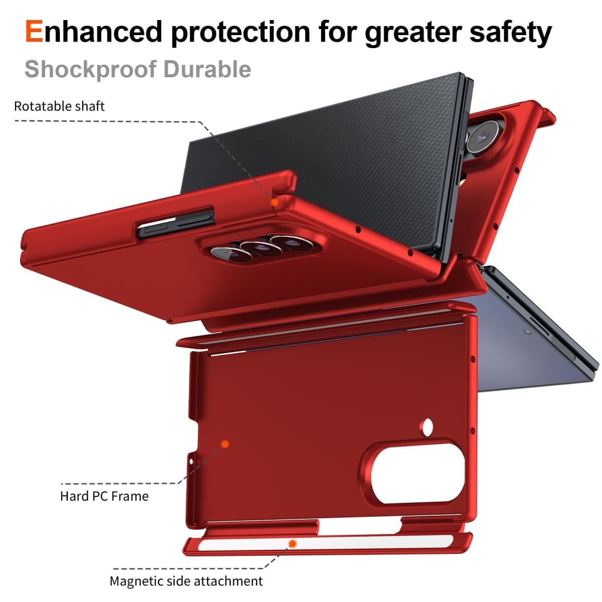 Foluu Slim Fit Case for Samsung Galaxy Z Trifold, Ultra Thin Matte PC with Non-Slip Grip Full Protection Protective Cover for Galaxy Z Trifold 5G 2026 (Red) thumbnail 2