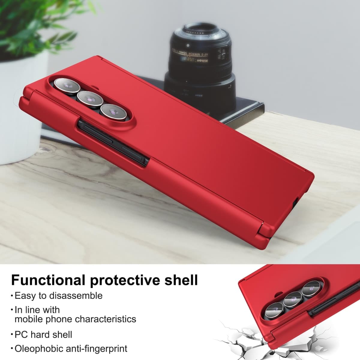 Foluu Slim Fit Case for Samsung Galaxy Z Trifold, Ultra Thin Matte PC with Non-Slip Grip Full Protection Protective Cover for Galaxy Z Trifold 5G 2026 (Red) thumbnail 4