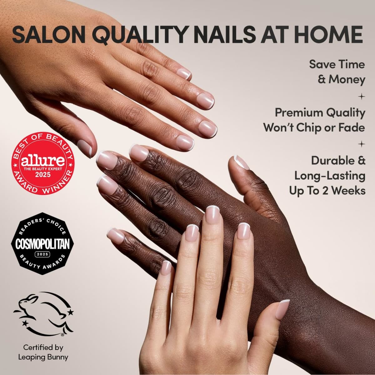 Glamnetic Press On Nails - Pearly Please | Super Short White French Tip Fake Nails, Extra Short Salon Quality French Manicure | 12 Sizes - 30 Nail Kit with Glue thumbnail 2