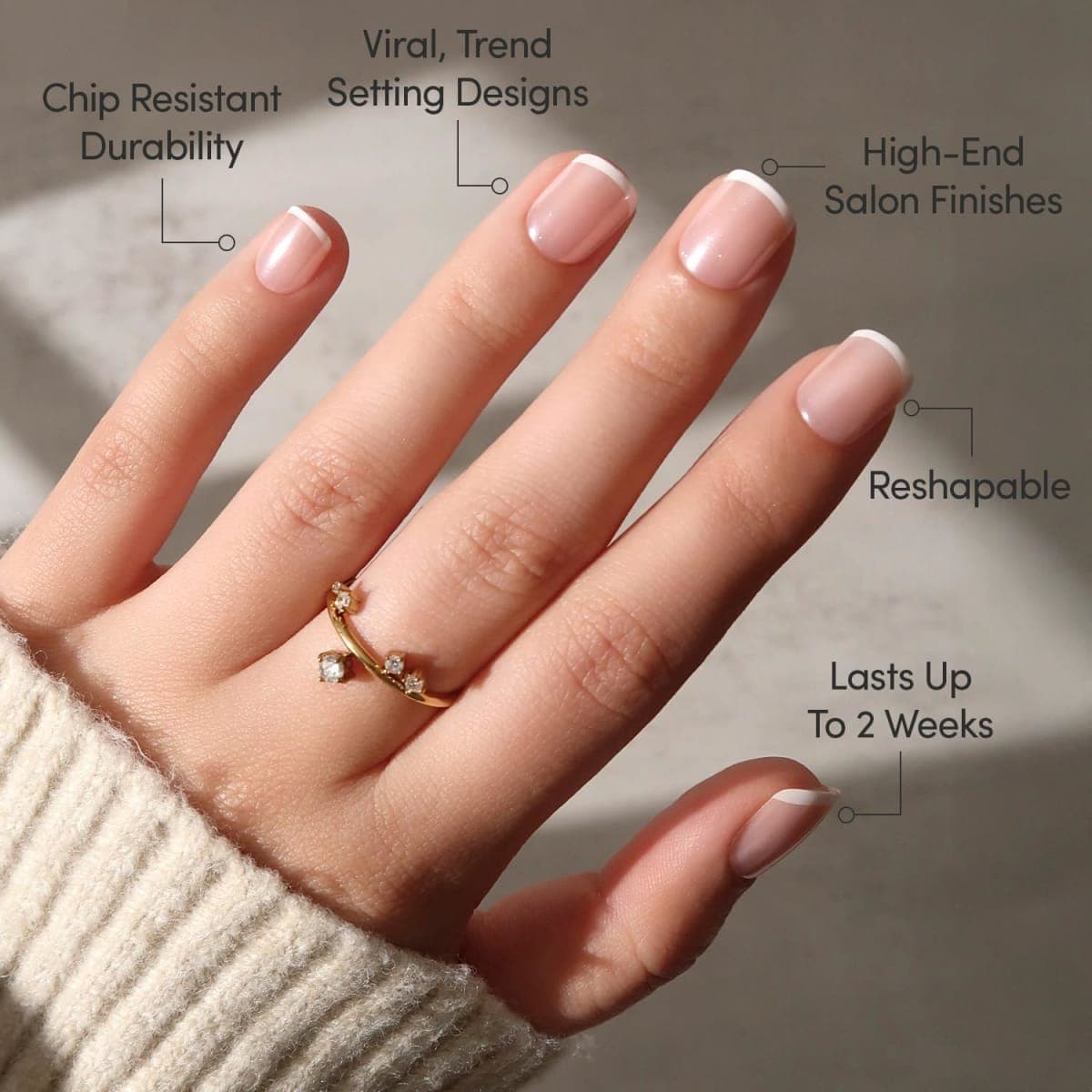 Glamnetic Press On Nails - Pearly Please | Super Short White French Tip Fake Nails, Extra Short Salon Quality French Manicure | 12 Sizes - 30 Nail Kit with Glue thumbnail 3