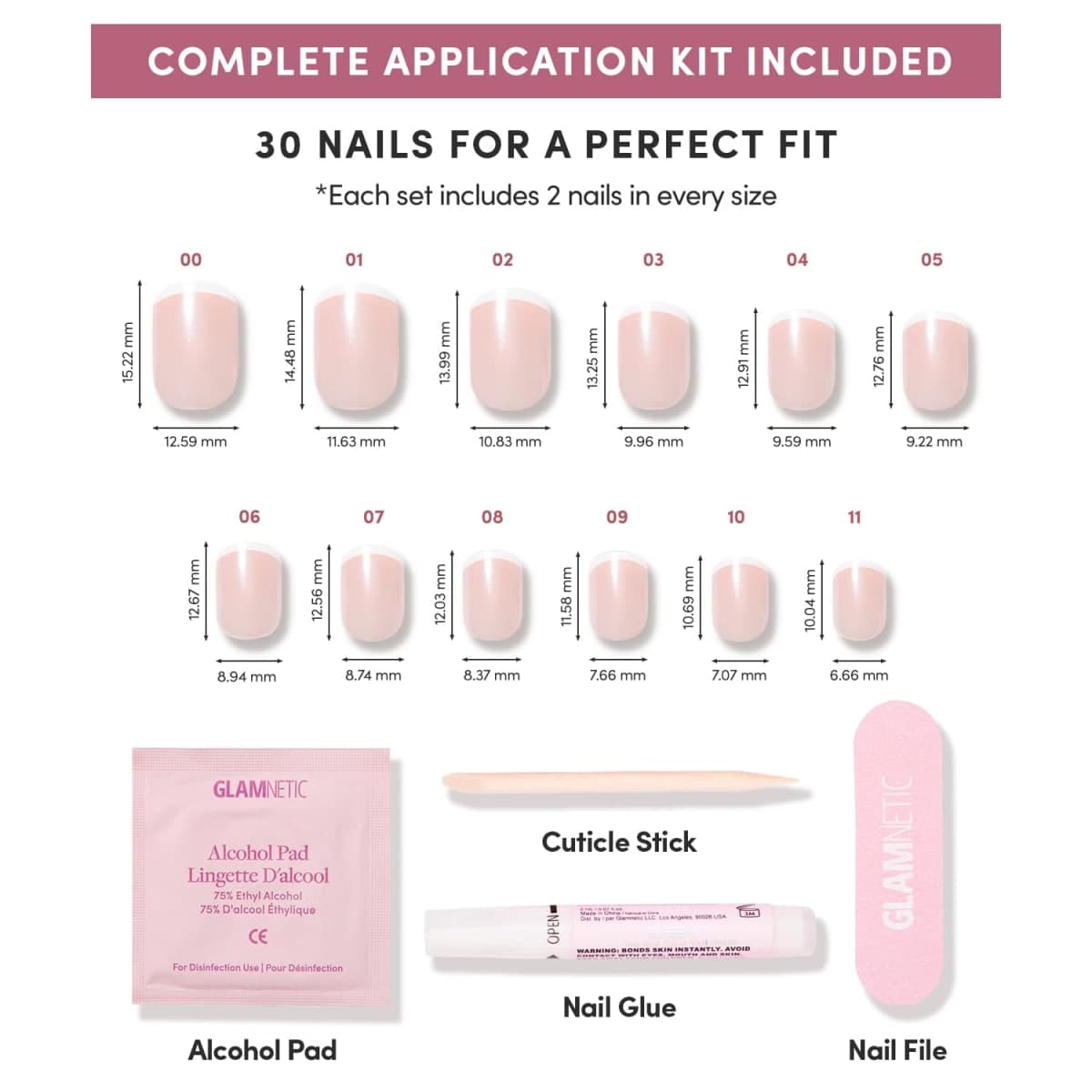 Glamnetic Press On Nails - Pearly Please | Super Short White French Tip Fake Nails, Extra Short Salon Quality French Manicure | 12 Sizes - 30 Nail Kit with Glue thumbnail 4