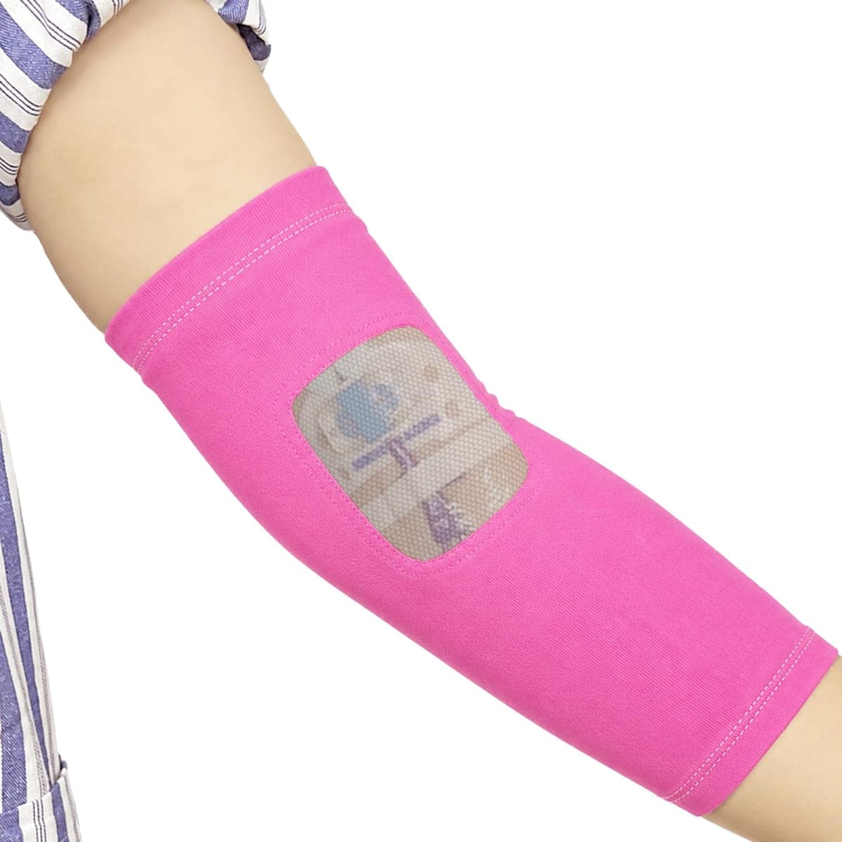 PICC Line Cover with Mesh Window,Arm Sleeve for Upper or Lower Arm, Non-Slip Silicone Gasket, Comfortable IV & Cast Protector (L-Black) — image 1