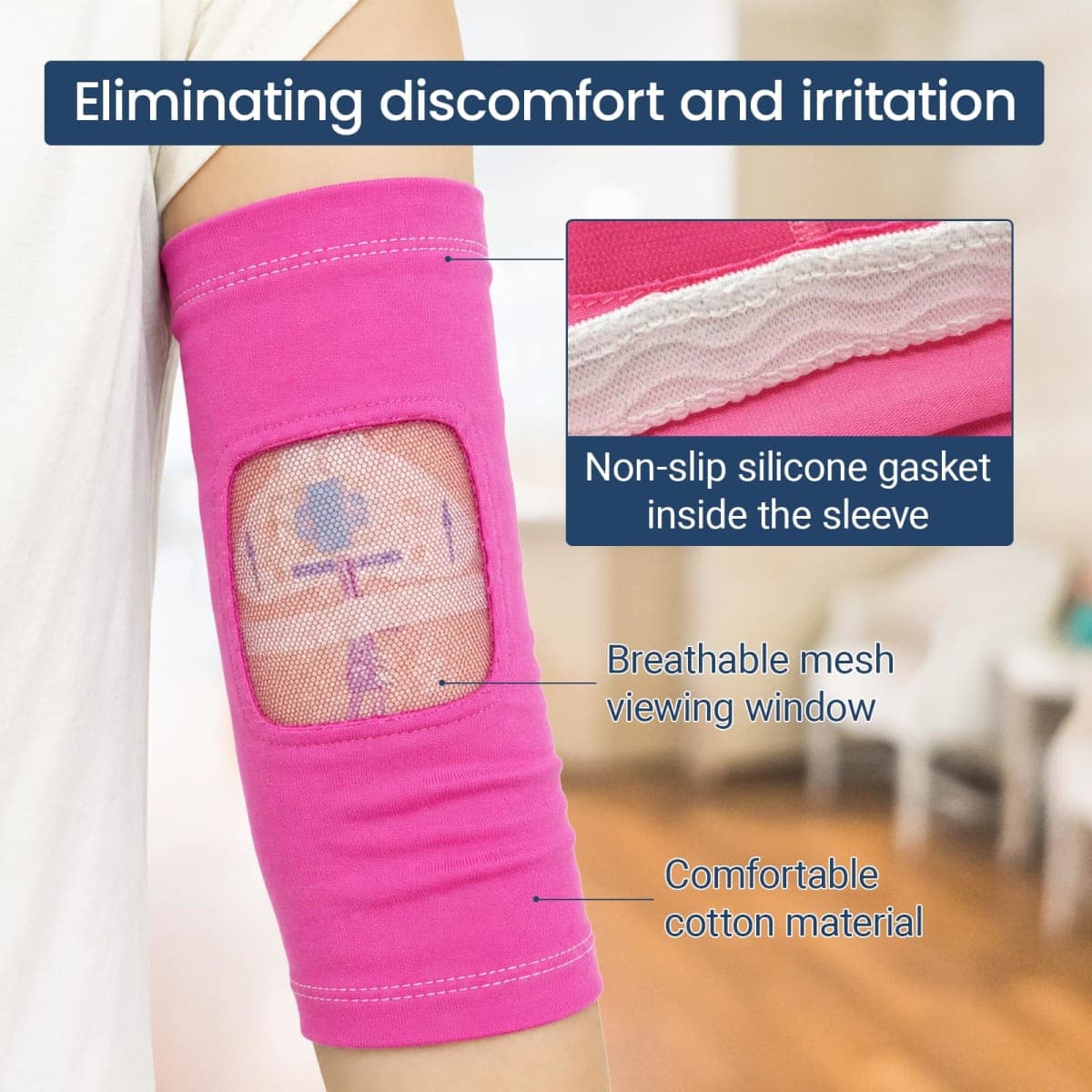 PICC Line Cover with Mesh Window,Arm Sleeve for Upper or Lower Arm, Non-Slip Silicone Gasket, Comfortable IV & Cast Protector (L-Black) thumbnail 3