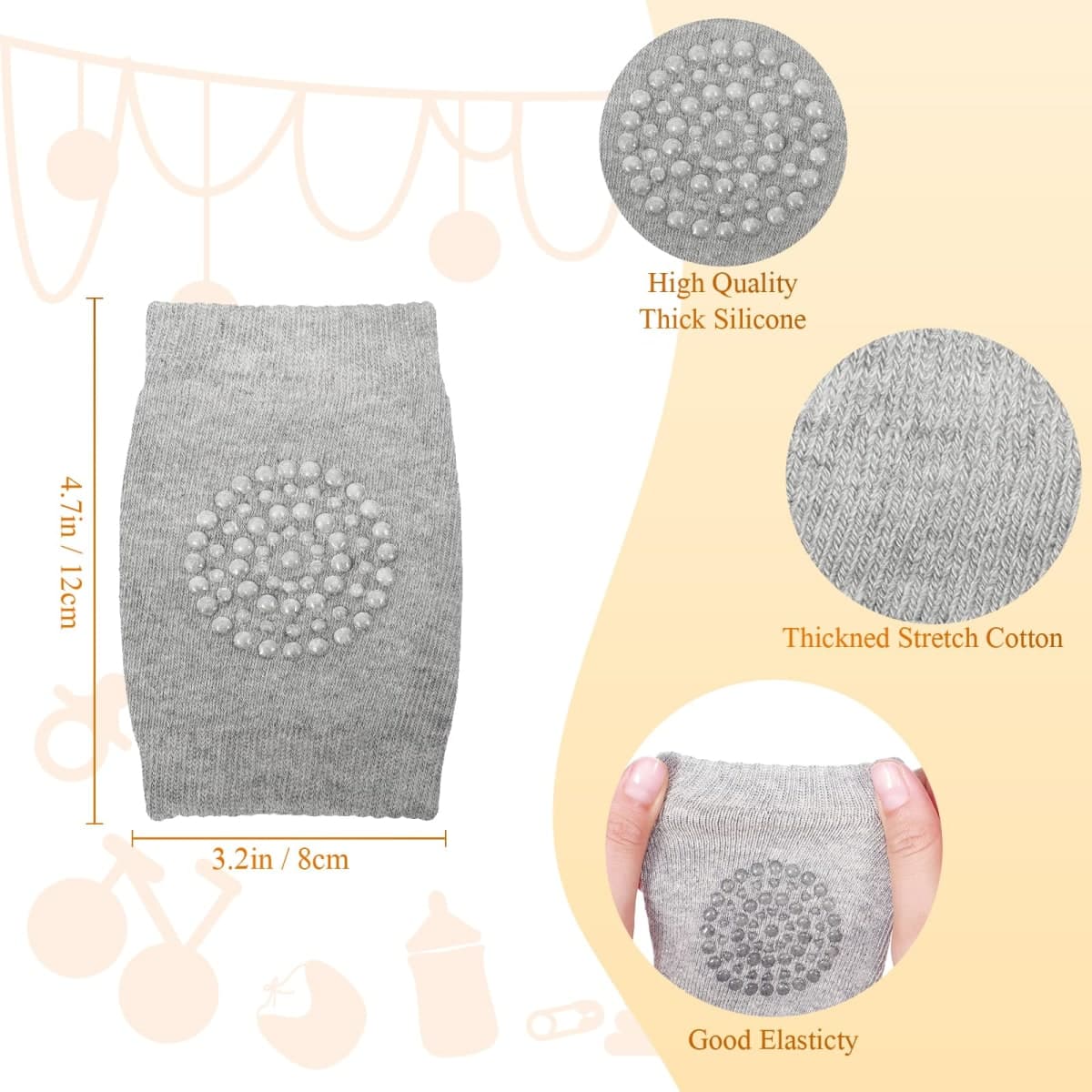 Haysandy 4 Pairs Baby Knee for Crawling Anti Slip Baby Crawling Pad Elastic Knee Sleeve Leg Toddler Warmer, Retro Color, 3.15 x 4.33 inches / 8 x 11 cm thumbnail 2