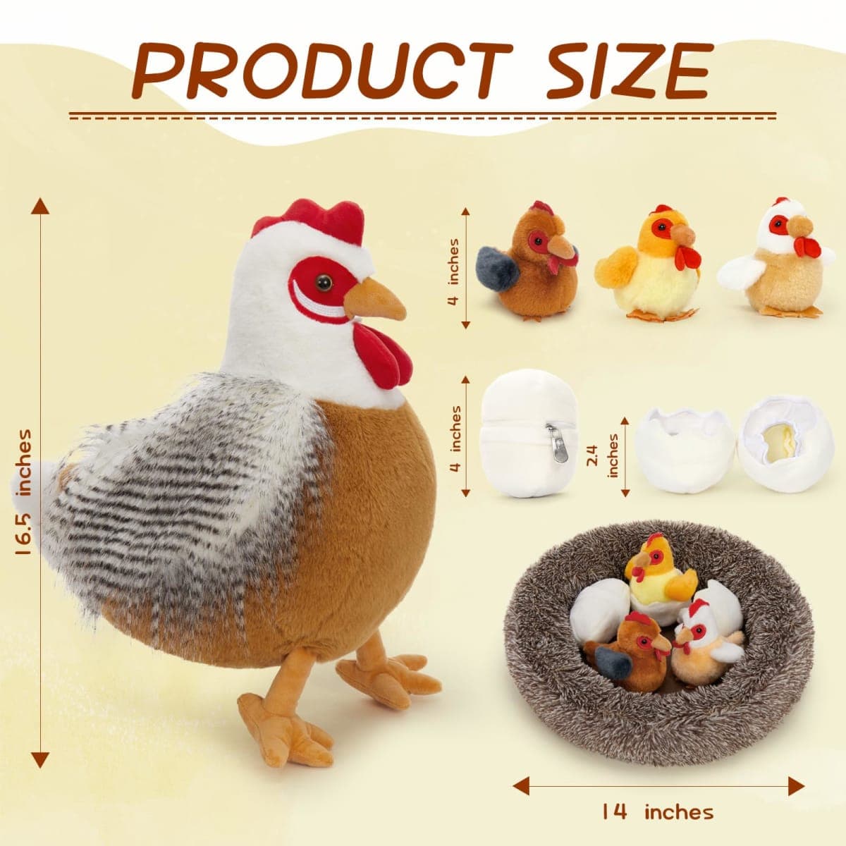 BENINY 8Pcs White Hen Plush thumbnail 3