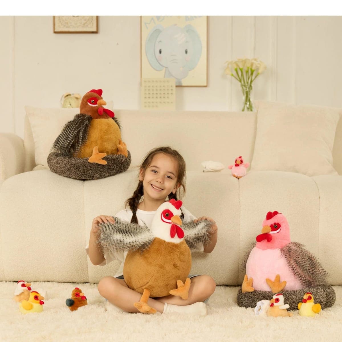 BENINY 8Pcs White Hen Plush thumbnail 4