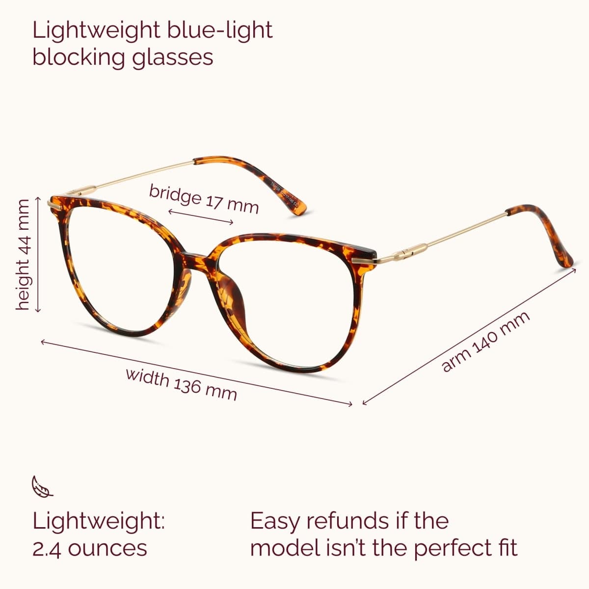 Gaoye Blue Light Blocking Glasses - Trending Round TR90 Frames, Metal Arms, UV400 Protection - Matching Soft Case thumbnail 3