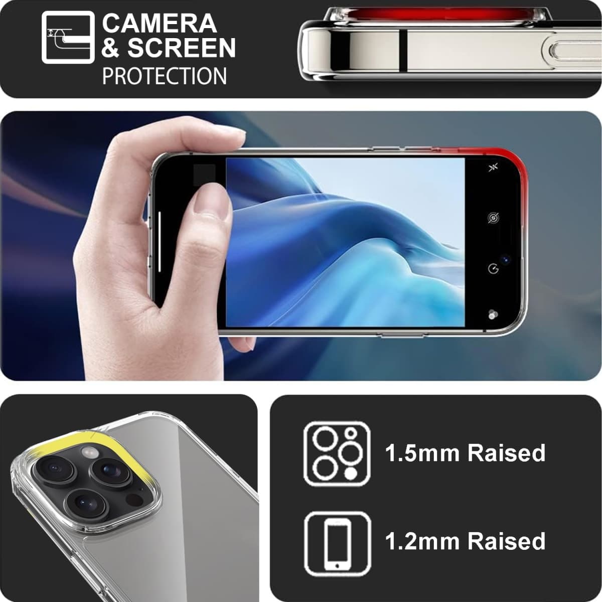 TENOC Phone Case Compatible with iPhone 16 Pro, Clear Case Shockproof Protective Bumper Slim Cover for 6.3 Inch thumbnail 4