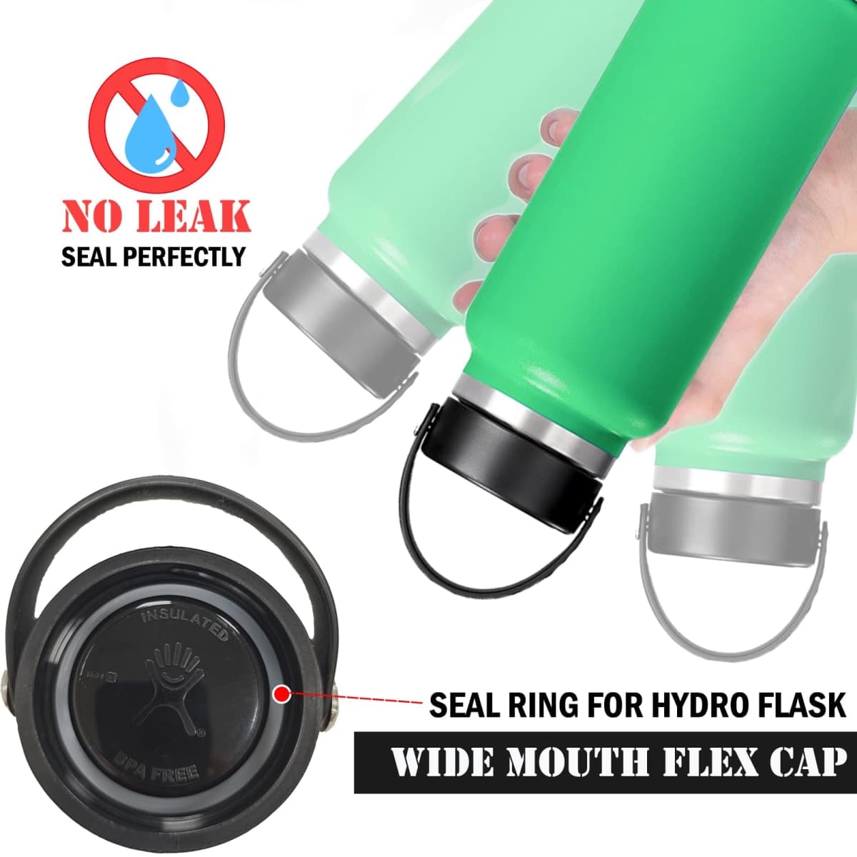 6 PCS Replacement Rubber Seal for Hydro Flask Wide Mouth Flex Caps, O Ring for Hydroflask, 2.2 inches Water Bottle Gasket Replacement (Fit Hydroflask Flex Cap) thumbnail 2