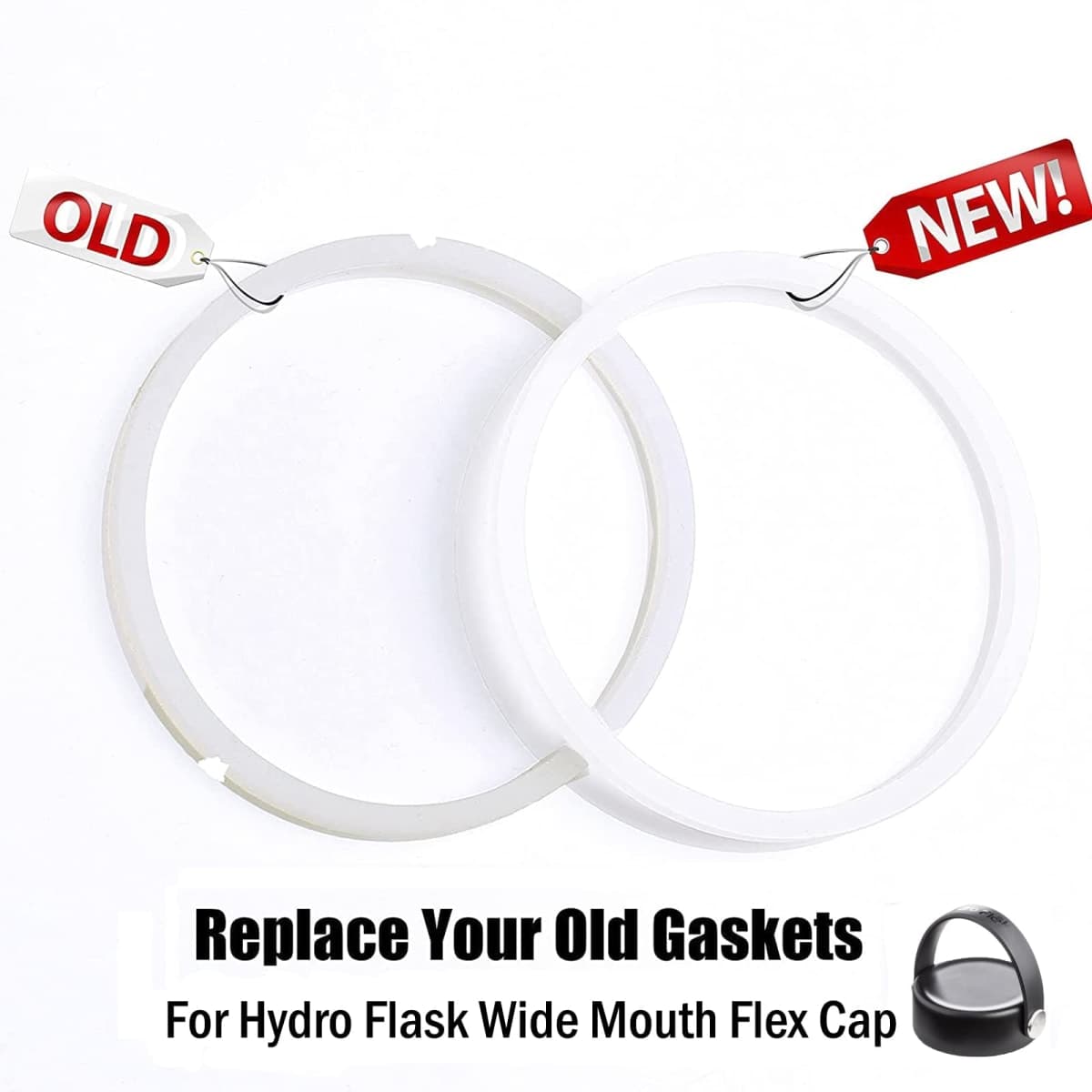6 PCS Replacement Rubber Seal for Hydro Flask Wide Mouth Flex Caps, O Ring for Hydroflask, 2.2 inches Water Bottle Gasket Replacement (Fit Hydroflask Flex Cap) thumbnail 4