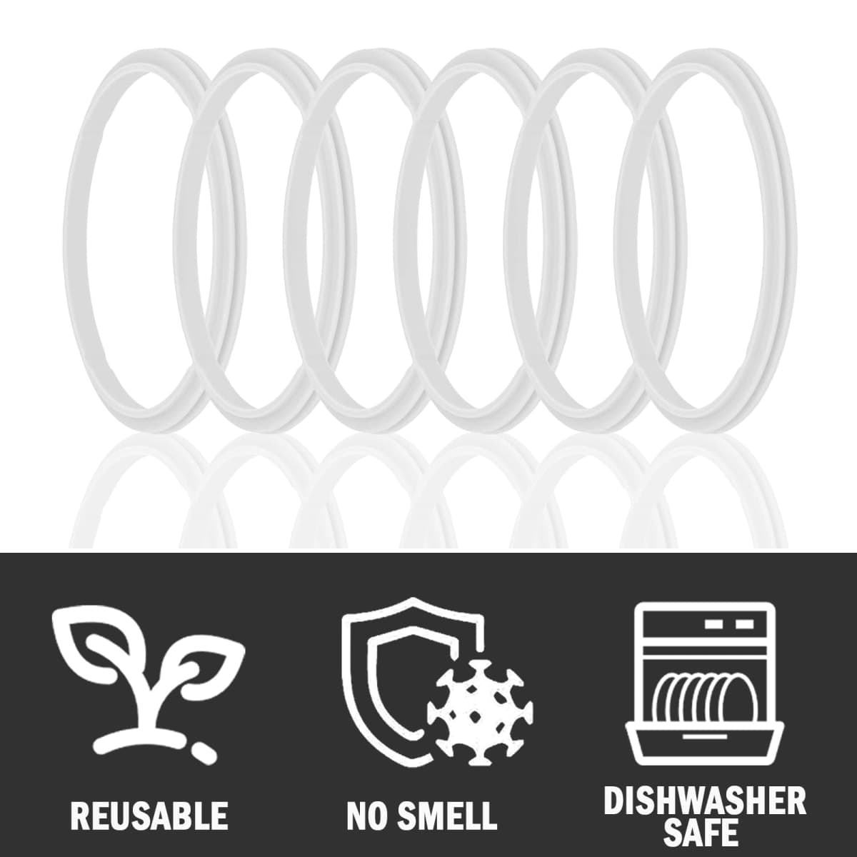 6 PCS Replacement Rubber Seal for Hydro Flask Wide Mouth Flex Caps, O Ring for Hydroflask, 2.2 inches Water Bottle Gasket Replacement (Fit Hydroflask Flex Cap) thumbnail 5