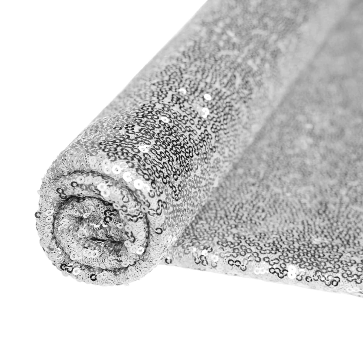 VOK Silver Sequin Fabric by The Yard, Glitter Fabric for Graffiti, Bridal Dress, Wedding Decorations, Sewing, DIY Handmade (1 yd, Silver)