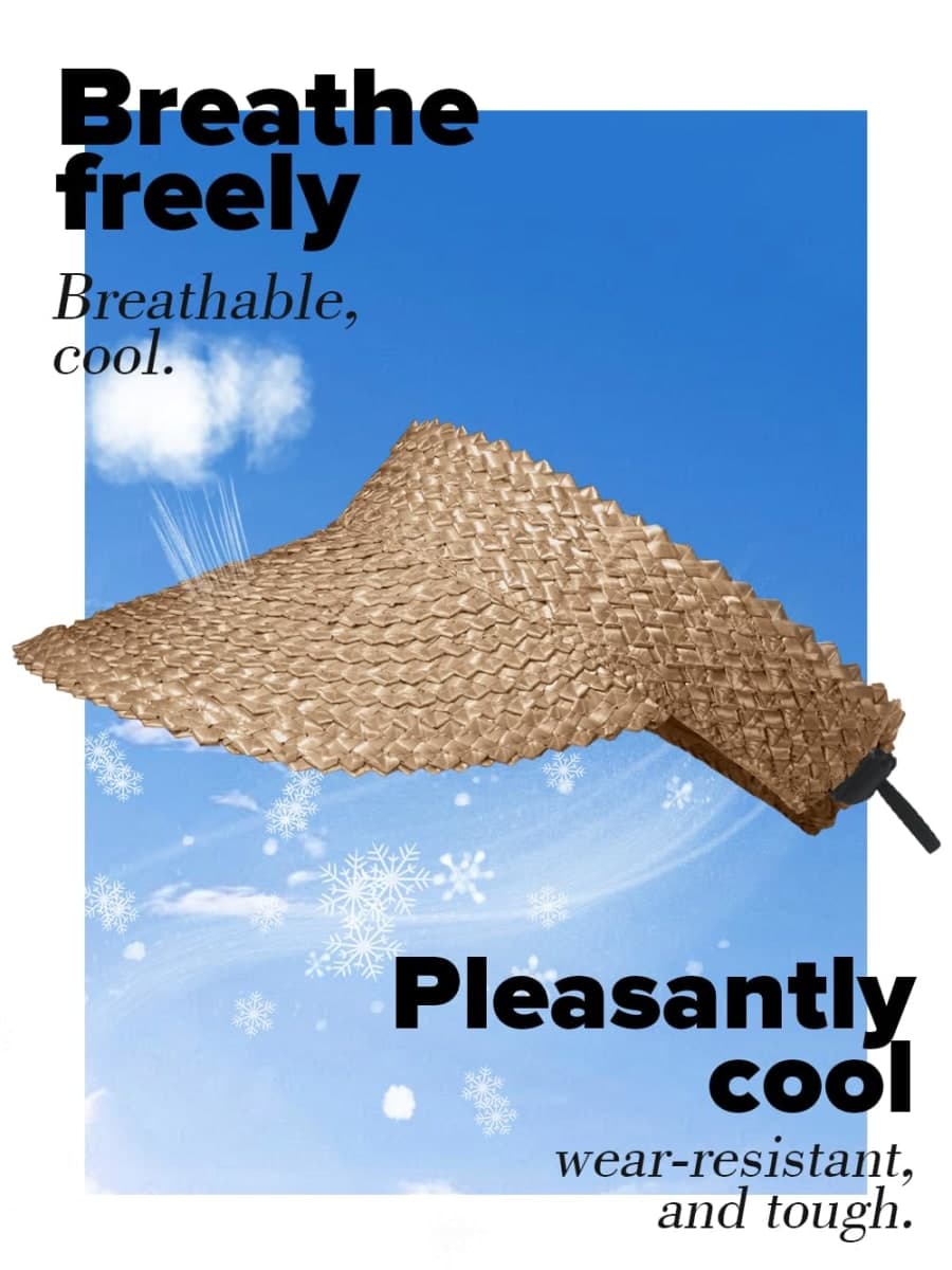 Straw Visors for Women, Sun Visors for Women Visors for Women, Straw Hats for Women, Handmade Beach Hats for Women, Khaki, One Size thumbnail 4