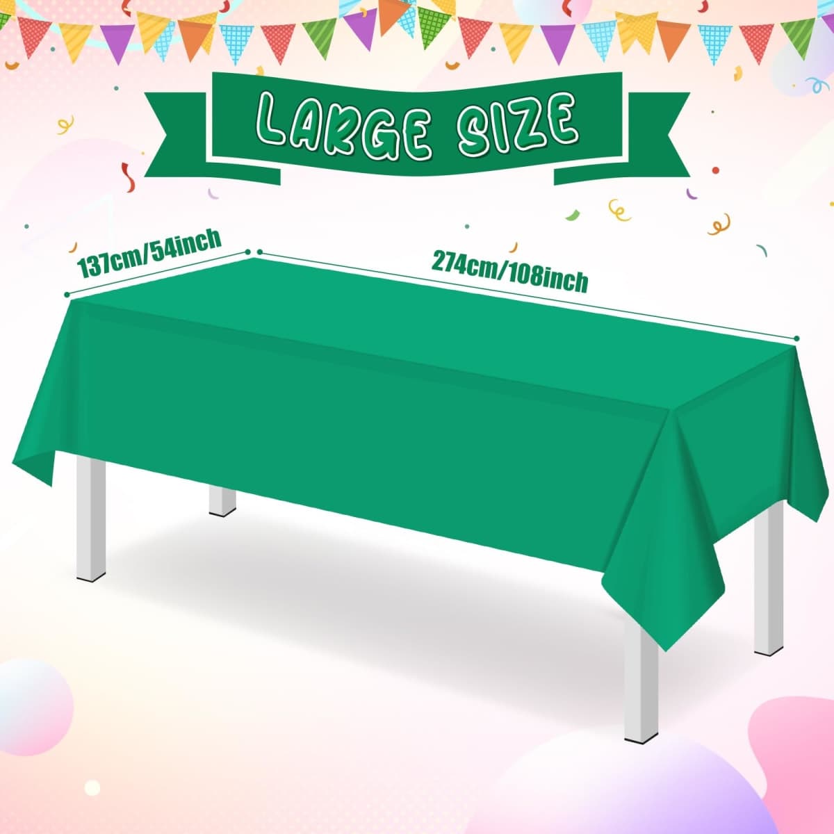 16 Pack Green Plastic Tablecloth for Rectangle Tables, Premium Decorative Green Disposable Table Cloths for Parties, Rectangle Party Table Cover for Birthday Anniversary Graduation Picnic, 54x108 Inch thumbnail 2