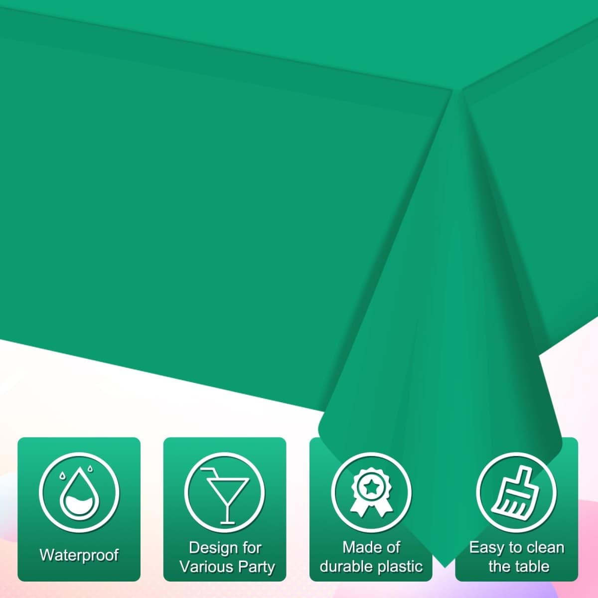 16 Pack Green Plastic Tablecloth for Rectangle Tables, Premium Decorative Green Disposable Table Cloths for Parties, Rectangle Party Table Cover for Birthday Anniversary Graduation Picnic, 54x108 Inch thumbnail 3