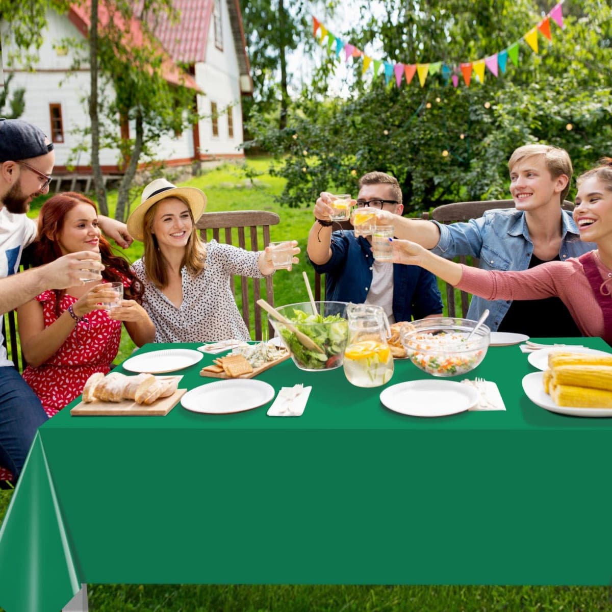 16 Pack Green Plastic Tablecloth for Rectangle Tables, Premium Decorative Green Disposable Table Cloths for Parties, Rectangle Party Table Cover for Birthday Anniversary Graduation Picnic, 54x108 Inch thumbnail 5