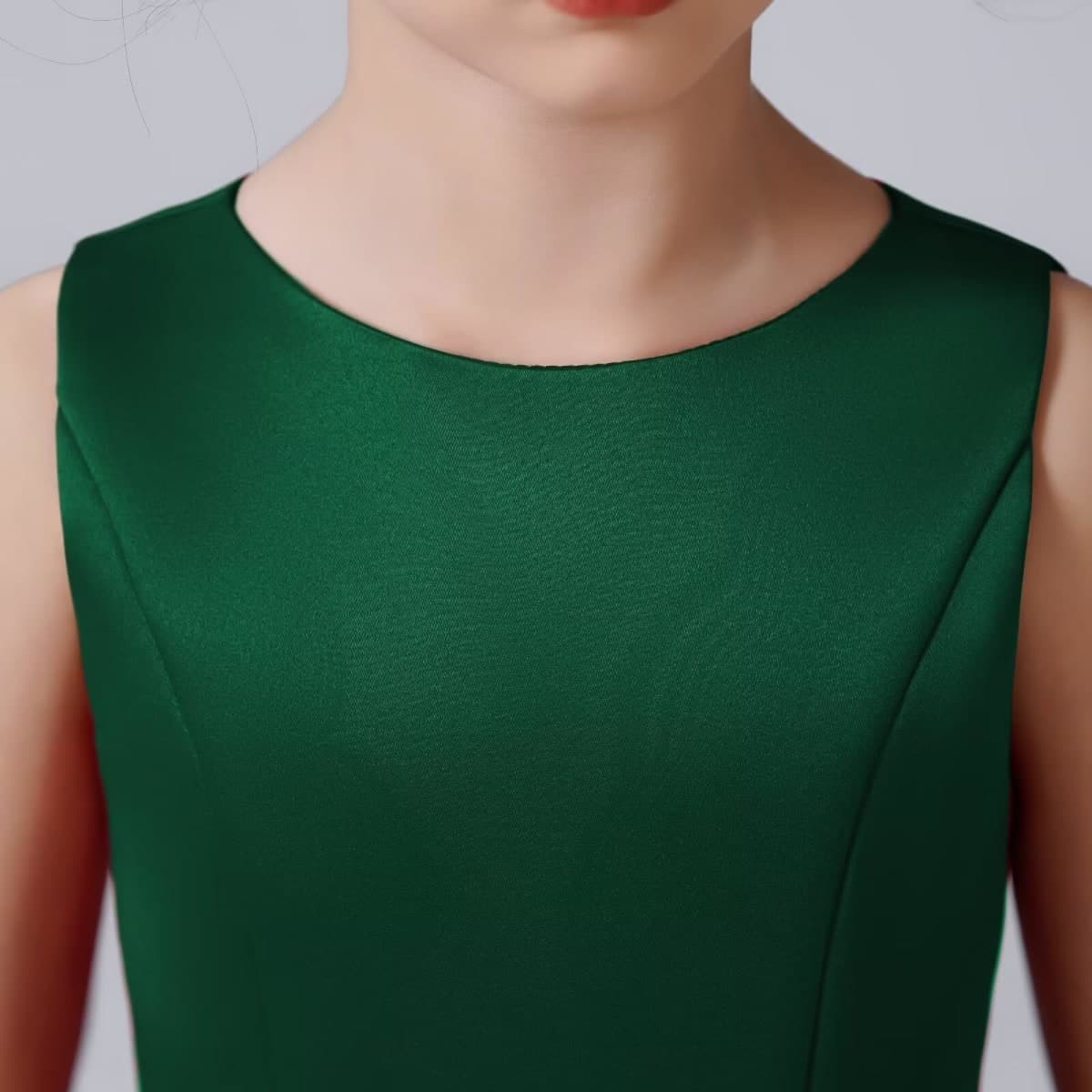 dideyttawl Satin Hi-Lo Formal Dress for Girls 4-16 Sleeveless A Line Quinceanera Dresses Flower Girl Dresses for Wedding, Dark Green, 8 thumbnail 4