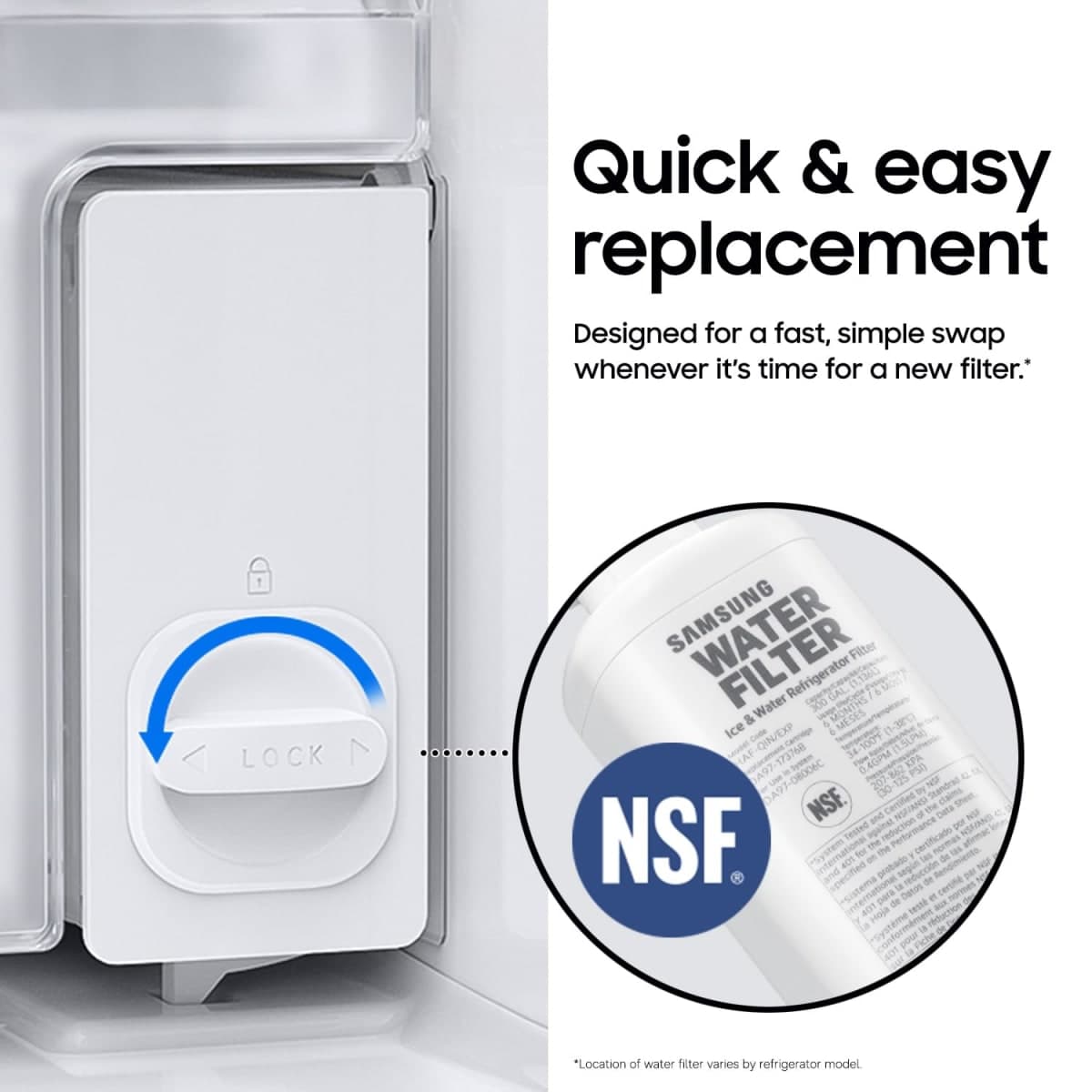 Samsung Genuine Filter for Refrigerator Water and Ice, Carbon Block Filtration, Reduces 99% of Harmful Contaminants for Clean, Clear Drinking Water, 6-Month Life, HAF-Qin/EXP, 1 Pack thumbnail 4