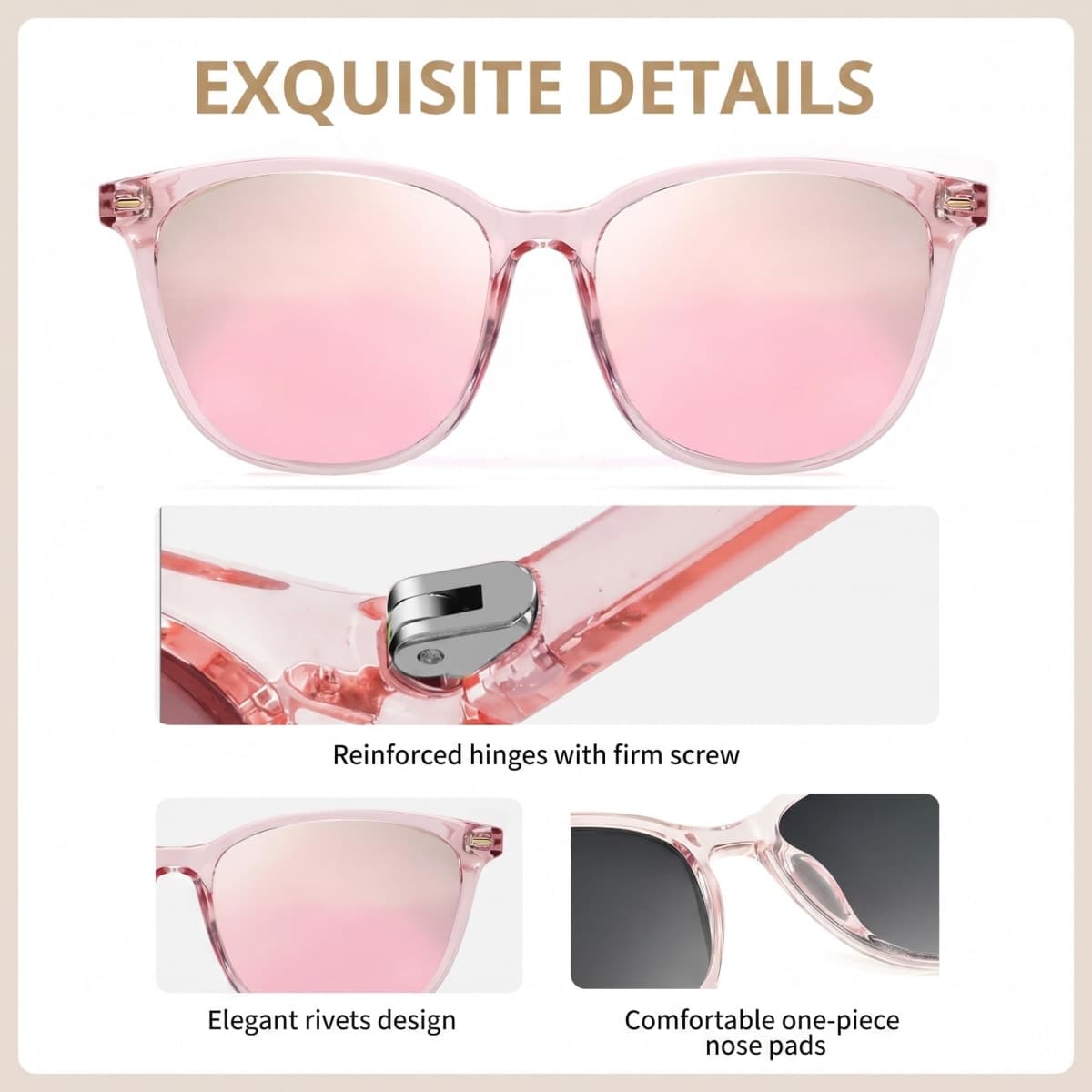 IGnaef Trendy Polarized Sunglasses for Women, Square Mirrored Shades with UV Protection Anti Glare Sun Glasses CIF1851 thumbnail 4