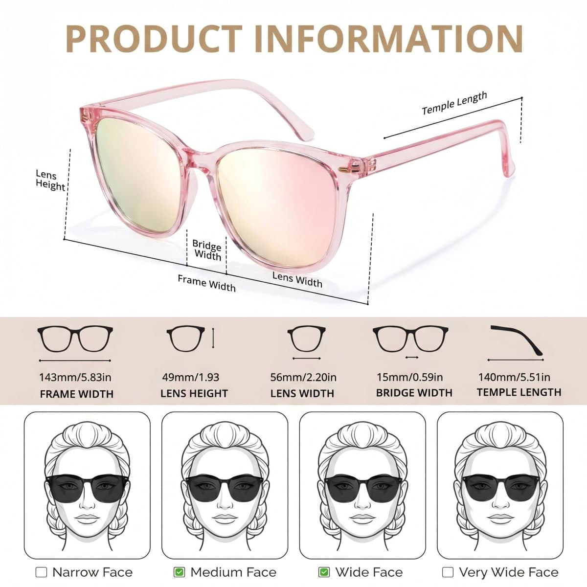 IGnaef Trendy Polarized Sunglasses for Women, Square Mirrored Shades with UV Protection Anti Glare Sun Glasses CIF1851 thumbnail 5