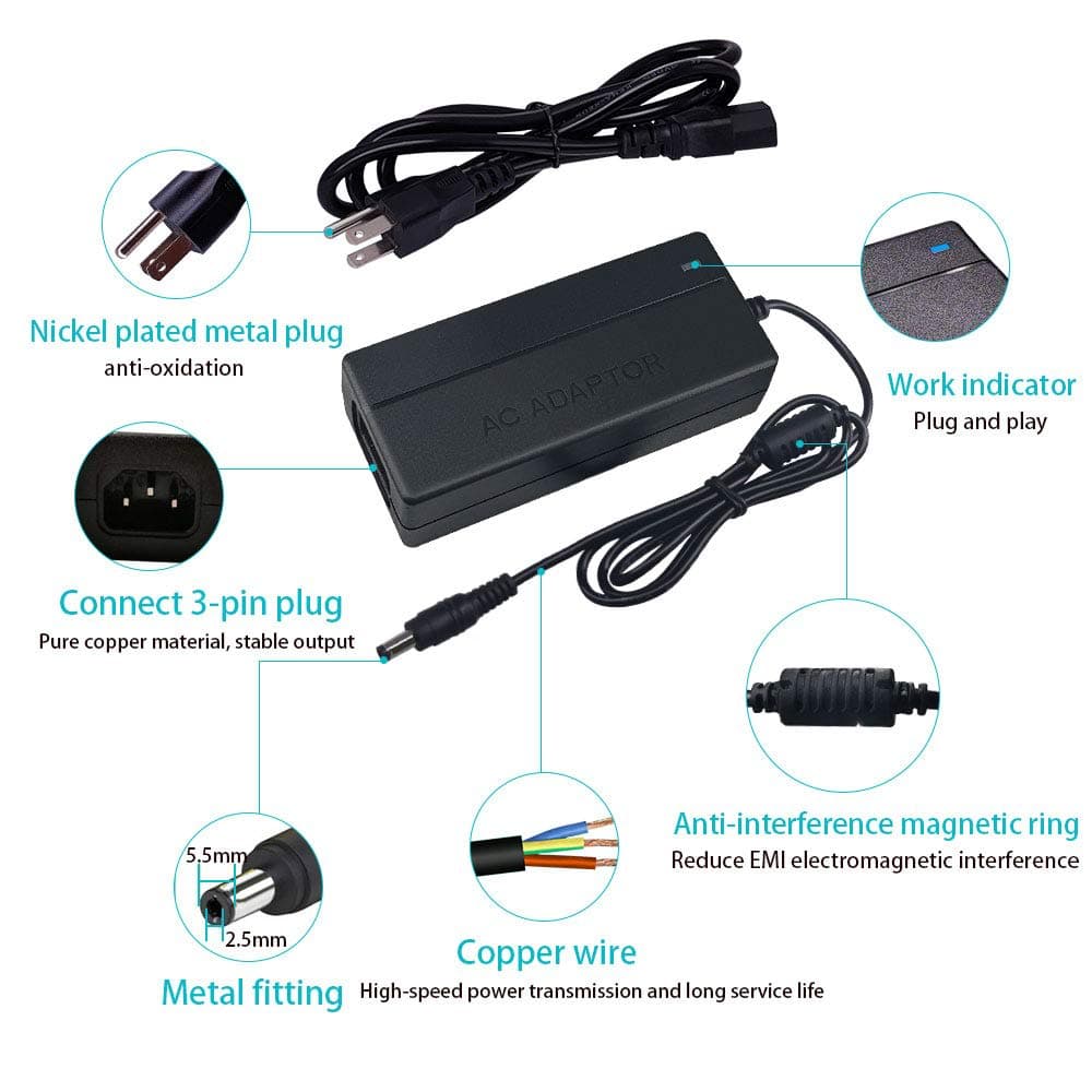 Snsnlent 12V 4A Power Adapter Supply 100-240V AC to DC 12V 4A Power Suppy 12 Volts 4A 48W AC DC Table Top Adapter with 5.5x2.5mm DC Plug for LED Device thumbnail 4