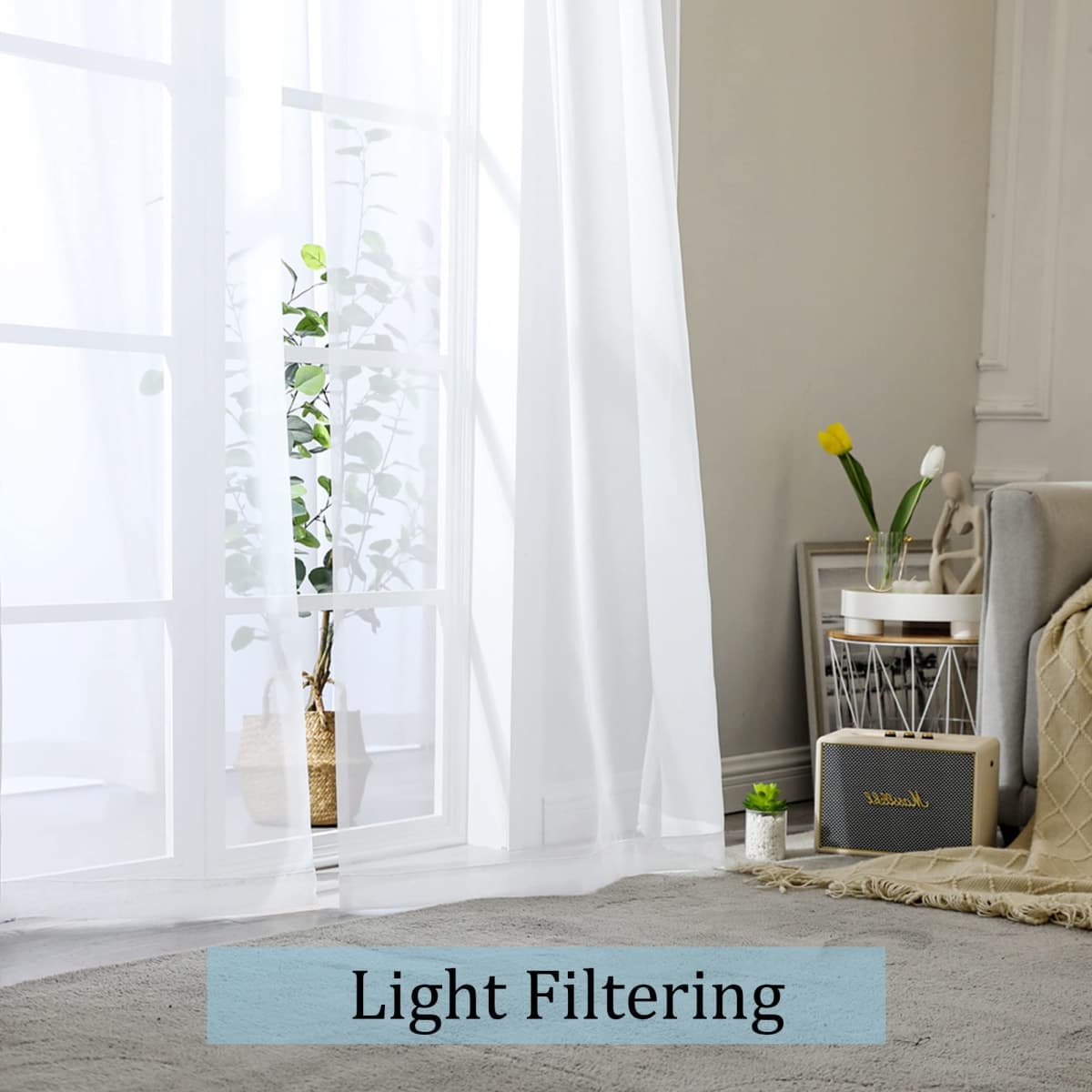 OWENIE White Short Sheer Curtains 24 Inches Long 2 Panels Set for Kitchen Window, Rod Pocket Light Filtering Sheer Tier Curtains for Small Laundry Room, RV, Camper Travel Trailers, 42 W x 24 L thumbnail 2