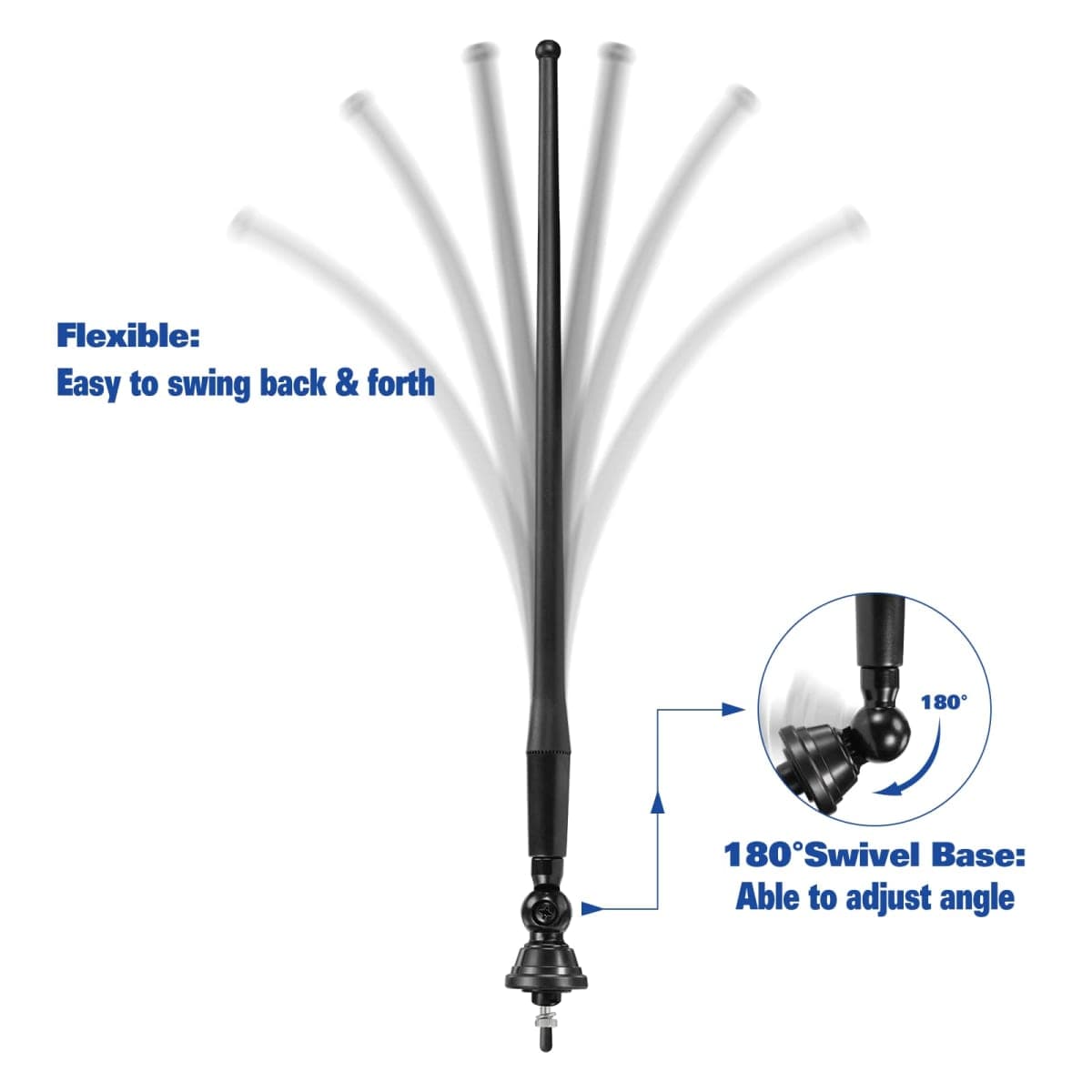Eightwood Marine Boat Radio Antenna 16 Inch Rubber Duck Flexible Mast FM AM Stereo Antennae for Boat Car RV Motorhome ATV UTV Tractor Motorcycle Yacht thumbnail 3