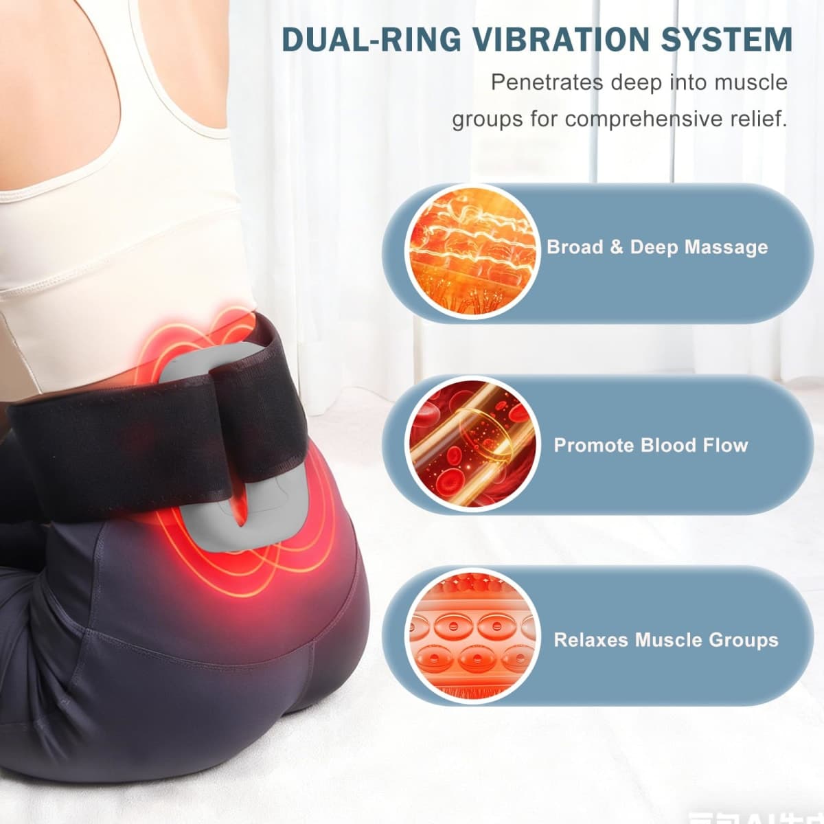 Multifunctional Full-Body Fascia Ring Massager, 3 Modes & 6 Intensities, Deep Tissue Vibration, Hands-Free Electric Massage Ring for Muscle Recovery & Relaxation, Gift for Athletes & Office Workers thumbnail 3