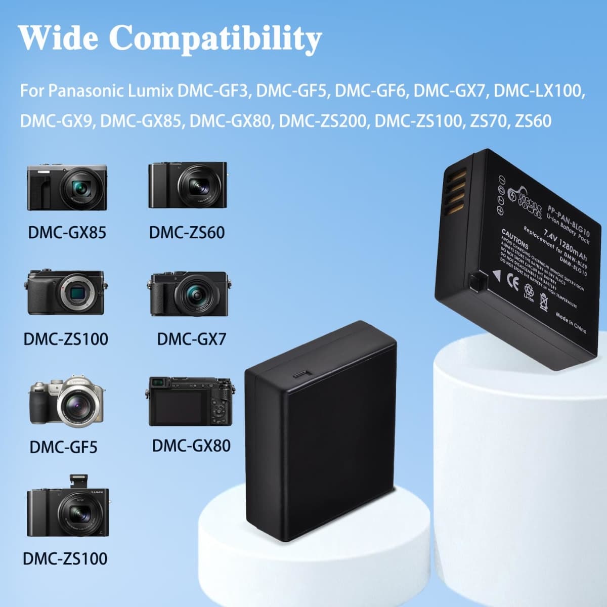DMW-BLG10PP, Pickle Power DMW-BLG10 DMWBLG10PP DMW-BLE9 Battery and Charger for Panasonic Lumix DMC-GX7 DC-GX9 DMC-GX85 DMC-GF5 DMC-GF6 DMC-GF3 DC-ZS80 DMC-ZS60 DMC-LX100 DC-ZS200 DC-ZS70 DMC-GX80 thumbnail 2