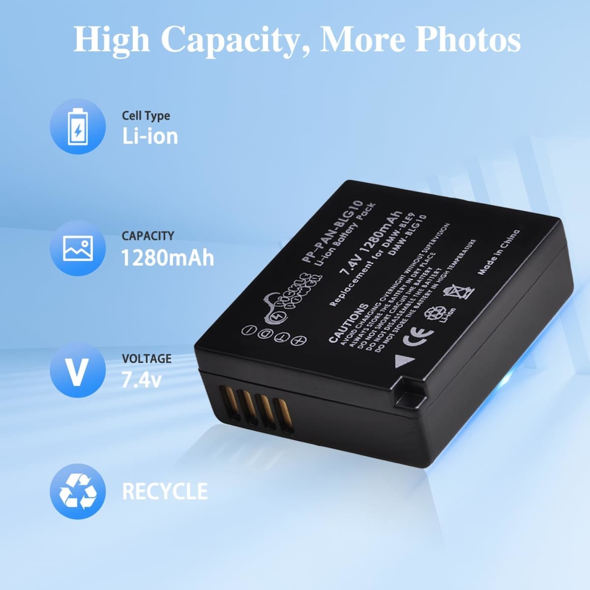 DMW-BLG10PP, Pickle Power DMW-BLG10 DMWBLG10PP DMW-BLE9 Battery and Charger for Panasonic Lumix DMC-GX7 DC-GX9 DMC-GX85 DMC-GF5 DMC-GF6 DMC-GF3 DC-ZS80 DMC-ZS60 DMC-LX100 DC-ZS200 DC-ZS70 DMC-GX80 thumbnail 3