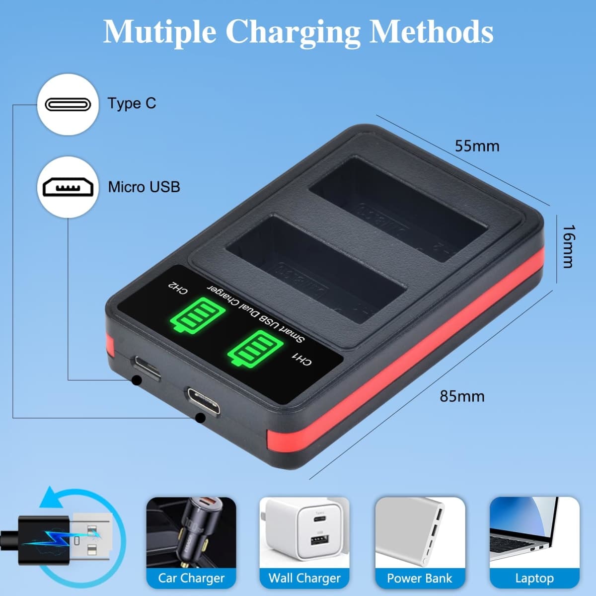 DMW-BLG10PP, Pickle Power DMW-BLG10 DMWBLG10PP DMW-BLE9 Battery and Charger for Panasonic Lumix DMC-GX7 DC-GX9 DMC-GX85 DMC-GF5 DMC-GF6 DMC-GF3 DC-ZS80 DMC-ZS60 DMC-LX100 DC-ZS200 DC-ZS70 DMC-GX80 thumbnail 5
