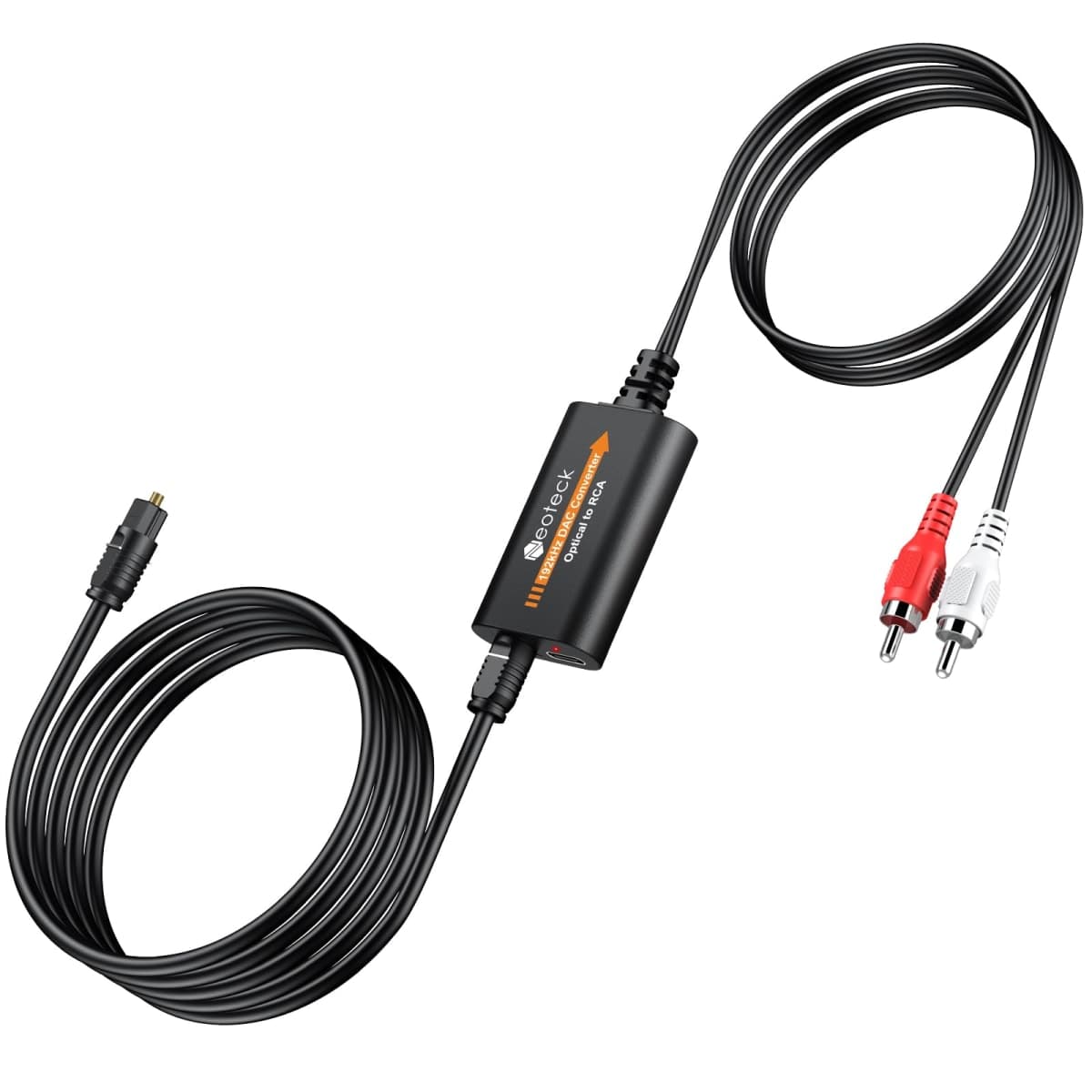Neoteck 192kHz DAC Converter 5.9ft/1.8m Optical to RCA Cable SPDIF to RCA Digital to Analog Converter with Built-in Audio Amplifier Chipset for HDTVs Set-Top Boxes DVD/Blu-Ray Players-Male Output — image 1