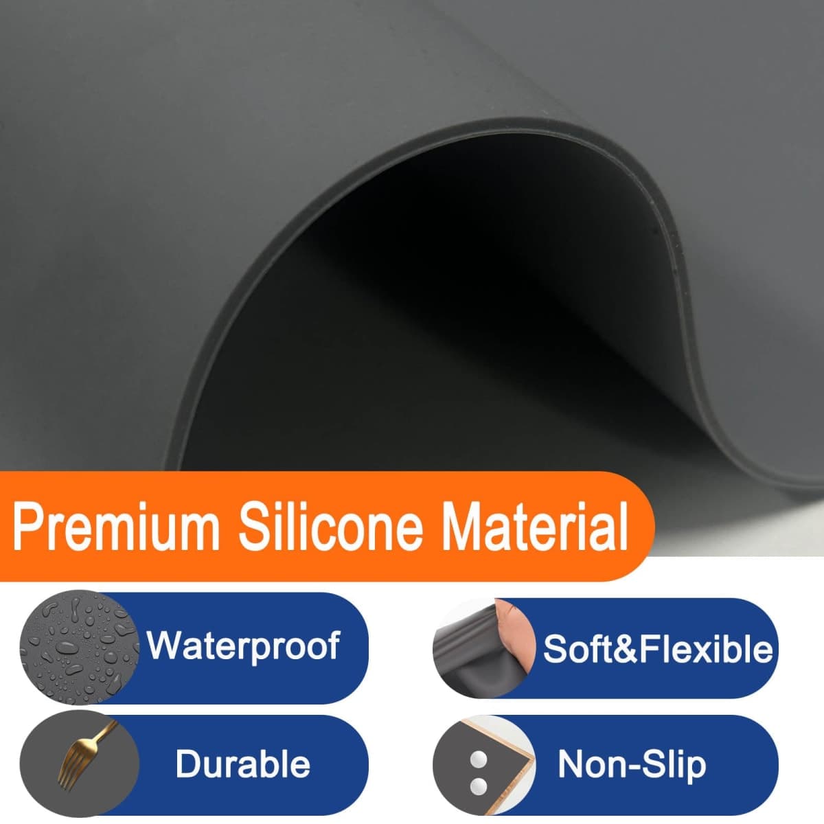 35.4''x23.6''(90cmx60cm) Extra Large Silicone Mat for Kitchen Counter, Heat Resistant Countertop Protector, Non-Slip Waterproof Kitchen Island Mat, Easy to Clean, Semitransparent thumbnail 4