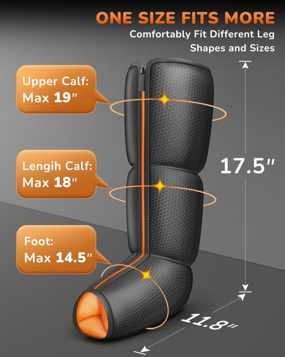 JZBRAIN Leg Massager with Heat and Compression : Foot and Calf Massager for Circulation and Pain Relief, Sequential Compression Boots with 6 Modes, 9 Intensity, 3 Heat thumbnail 3