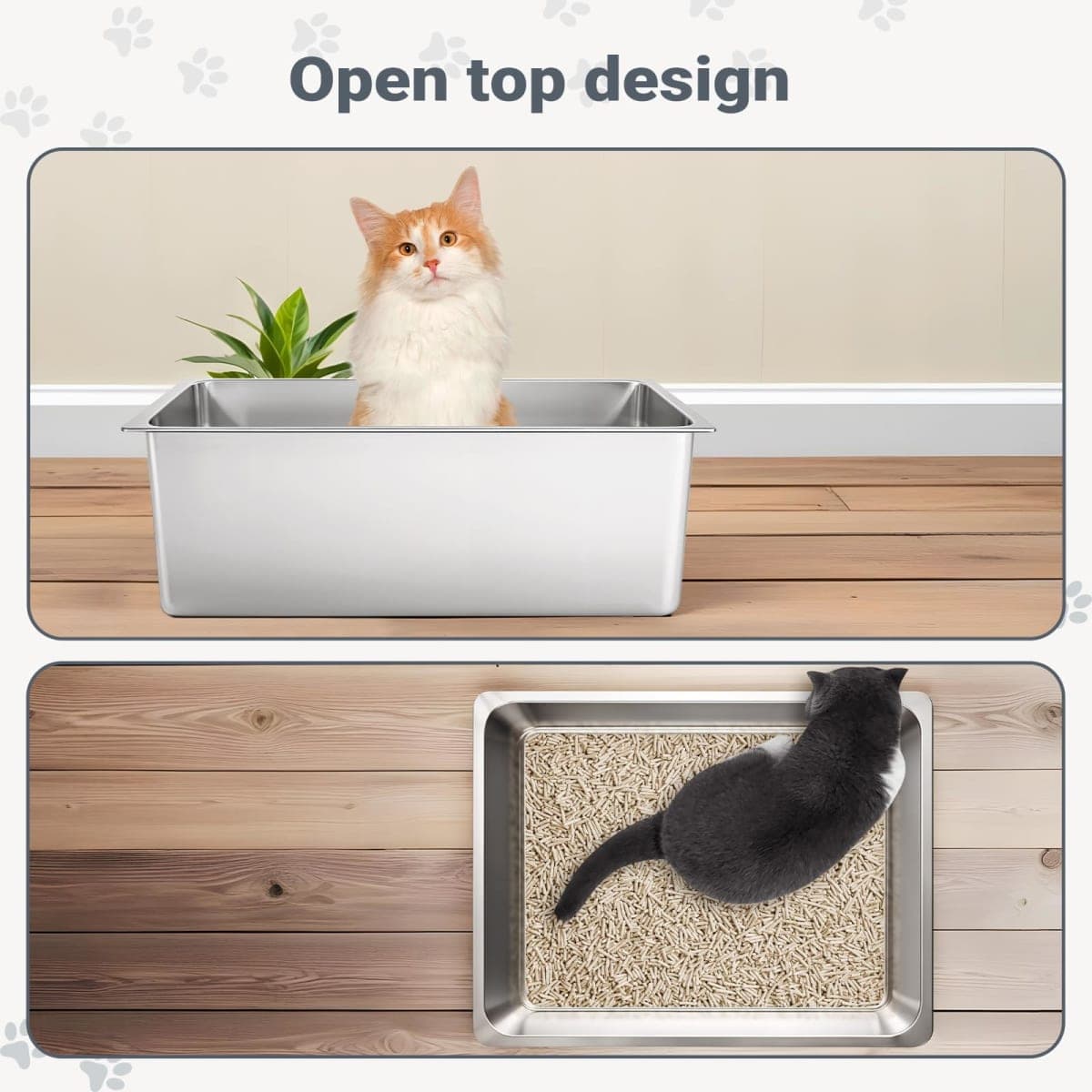 Kirecoo Stainless Steel Cat Litter Box - Metal High Sided Cat Pan, Large Stainless Steel Box, Indoor Litter Tray, Non Stick, No Smell, Easy to Clean, Pet Toilet Supplies for Kitten, Kitty, Rabbit thumbnail 5
