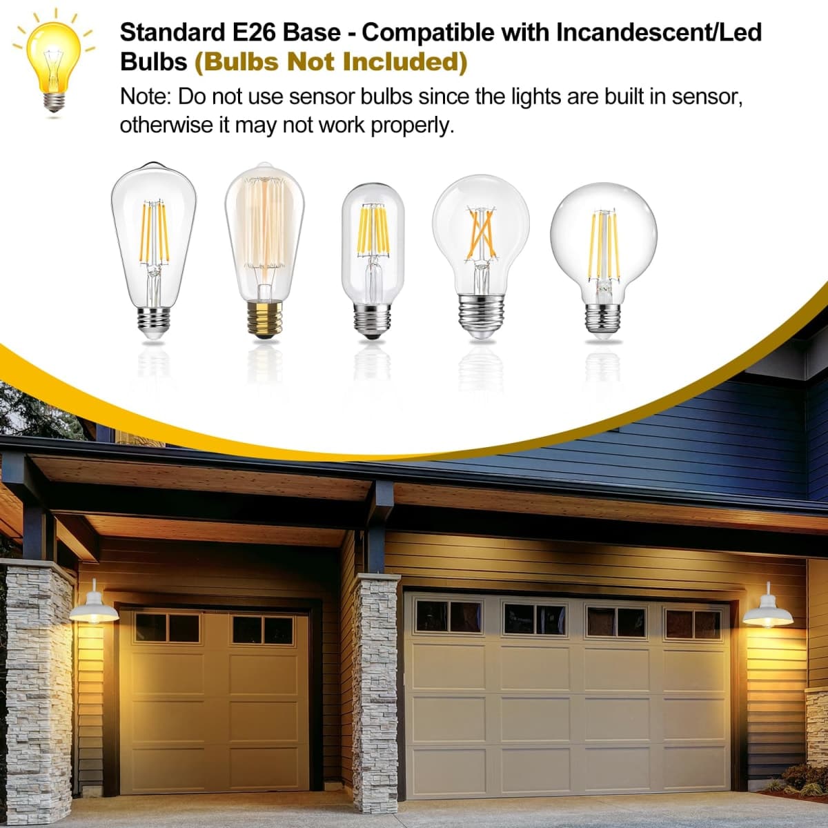 TOBUSA 2-Pack Dusk to Dawn Outdoor Wall Lights, Waterproof Farmhouse Gooseneck Barn Lights, 11.5'' White Outside Wall Sconces for House, Porch, Garage thumbnail 3