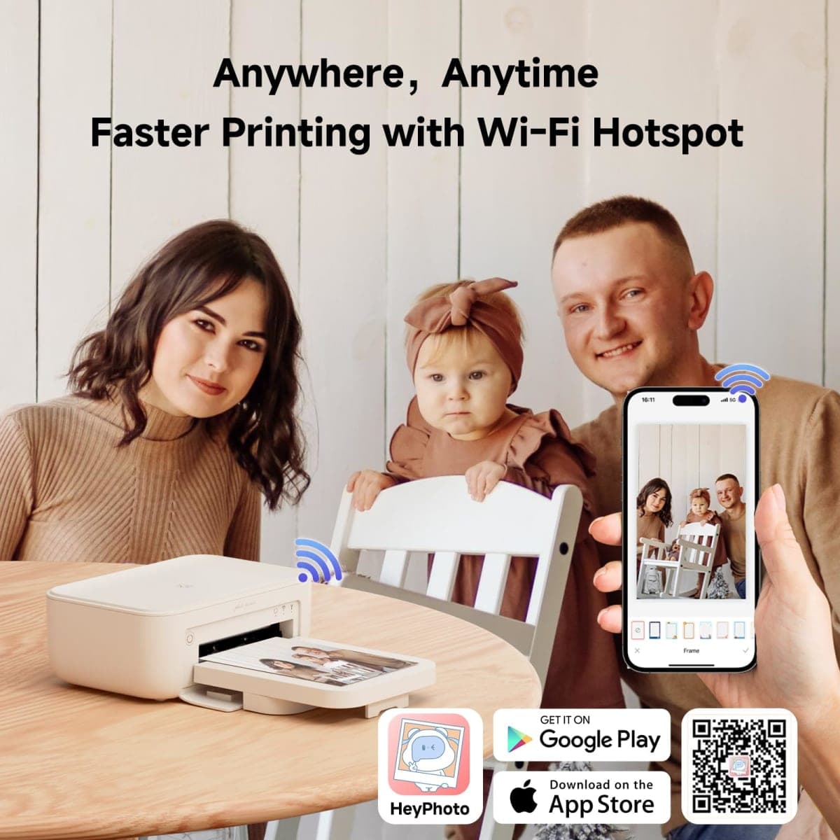 Photo Printer 4×6”, Wi-Fi Full-Color Instant Phone Phtoto Printer for iPhone, Android, Smartphone, Thermal Dye-Sublimation Impresora De Fotos for Home Use, + 108 Sheets Photo Paper & 2 Cartridge thumbnail 2