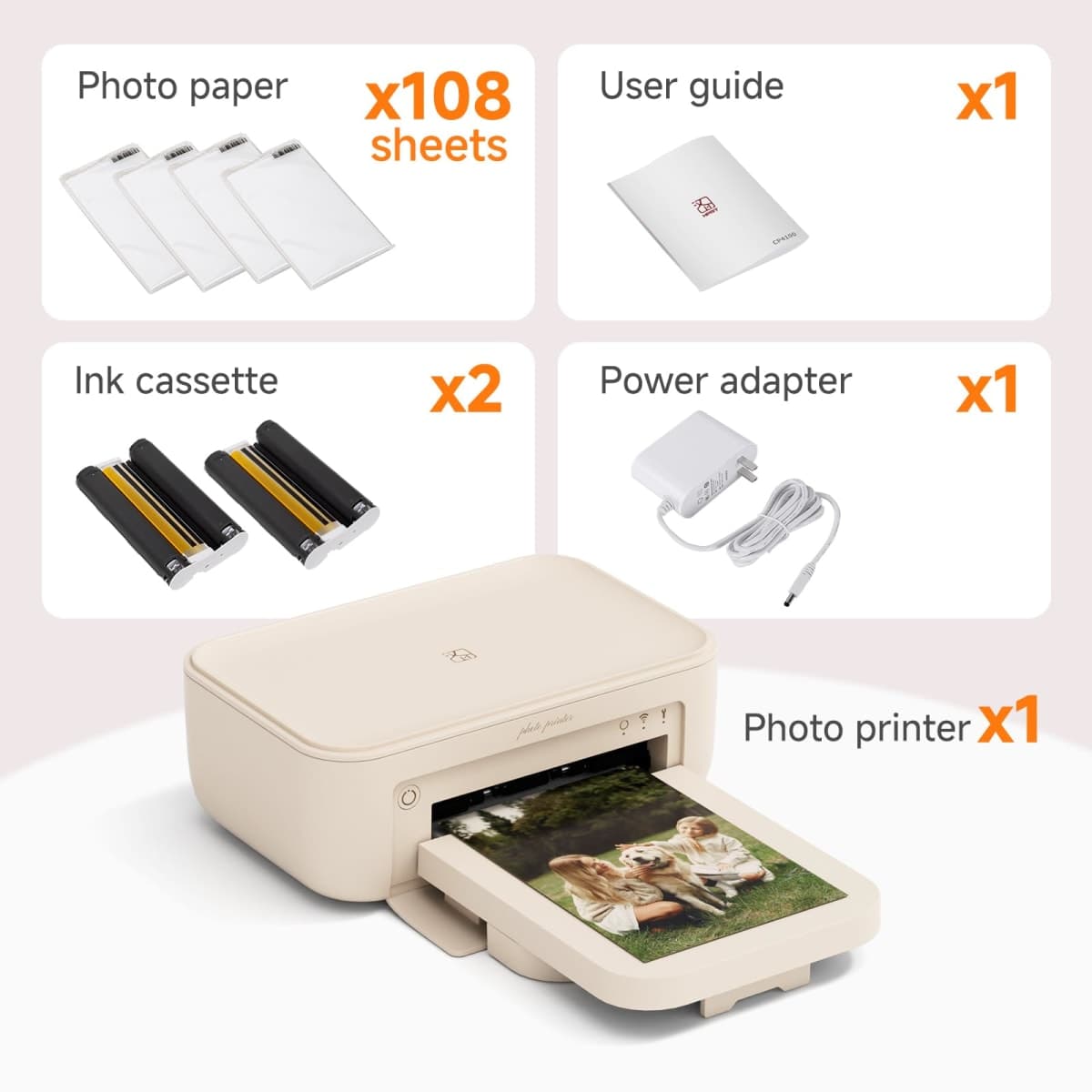 Photo Printer 4×6”, Wi-Fi Full-Color Instant Phone Phtoto Printer for iPhone, Android, Smartphone, Thermal Dye-Sublimation Impresora De Fotos for Home Use, + 108 Sheets Photo Paper & 2 Cartridge thumbnail 3