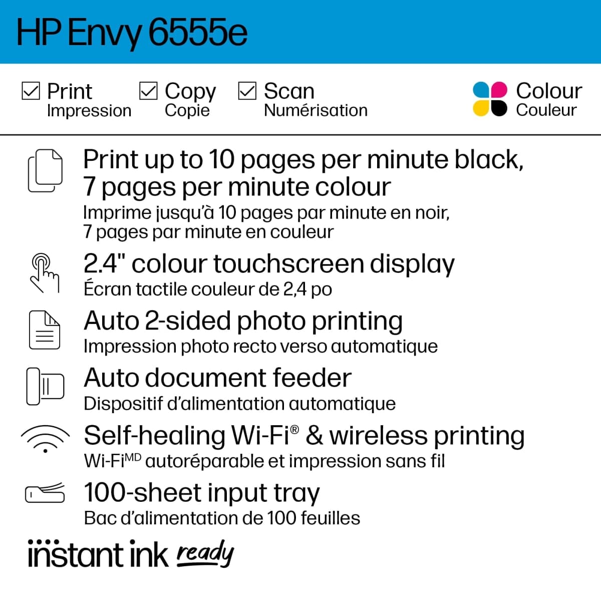 HP Envy 6555e All-in-One Printer with 3 Months Instant Ink thumbnail 3