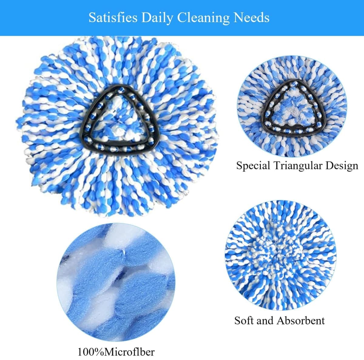 [ 5 Pack ] Mop Replace Heads for O-Ceda RinseClean(2 Tank System ONLY),Spin Mop Replacement Head Easy Cleaning Microfiber Replacement Machine Washable thumbnail 3
