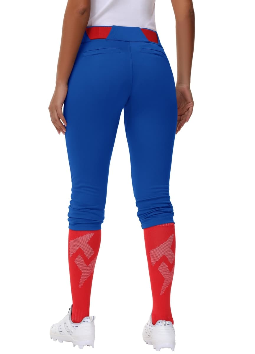 MIVEI Women's Adult Utility Tweeners Softball Pants - Woman Low Rise 3/4 Tapered Leg Track Pants Dual-Layer Knee Youth Girls, Royal Blue, Large — image 1