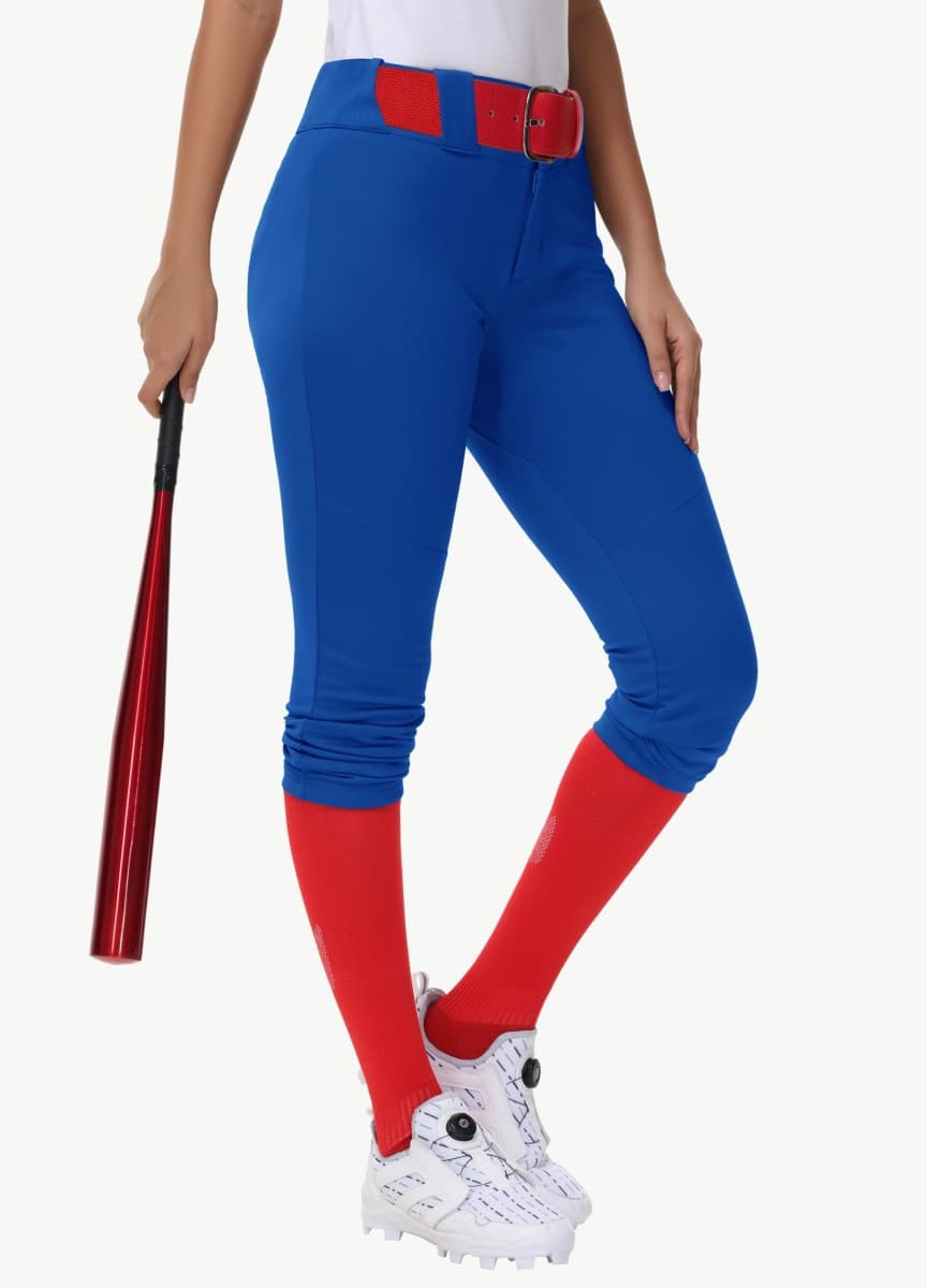 MIVEI Women's Adult Utility Tweeners Softball Pants - Woman Low Rise 3/4 Tapered Leg Track Pants Dual-Layer Knee Youth Girls, Royal Blue, Large thumbnail 2