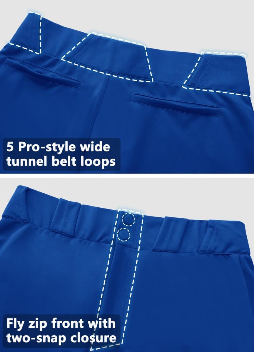MIVEI Women's Adult Utility Tweeners Softball Pants - Woman Low Rise 3/4 Tapered Leg Track Pants Dual-Layer Knee Youth Girls, Royal Blue, Large thumbnail 5