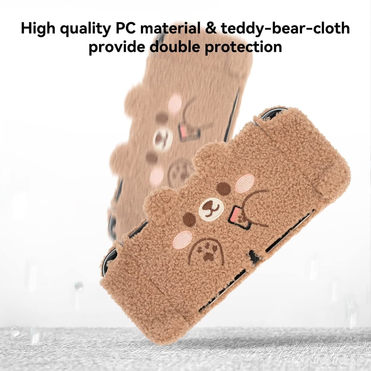 GeekShare Cute Plush Protective Case Cover Compatible with Nintendo Switch OLED Console and Joy Con - Shock-Absorption and Anti-Scratch Skin Case for OLED Switch - Plush Bear thumbnail 3